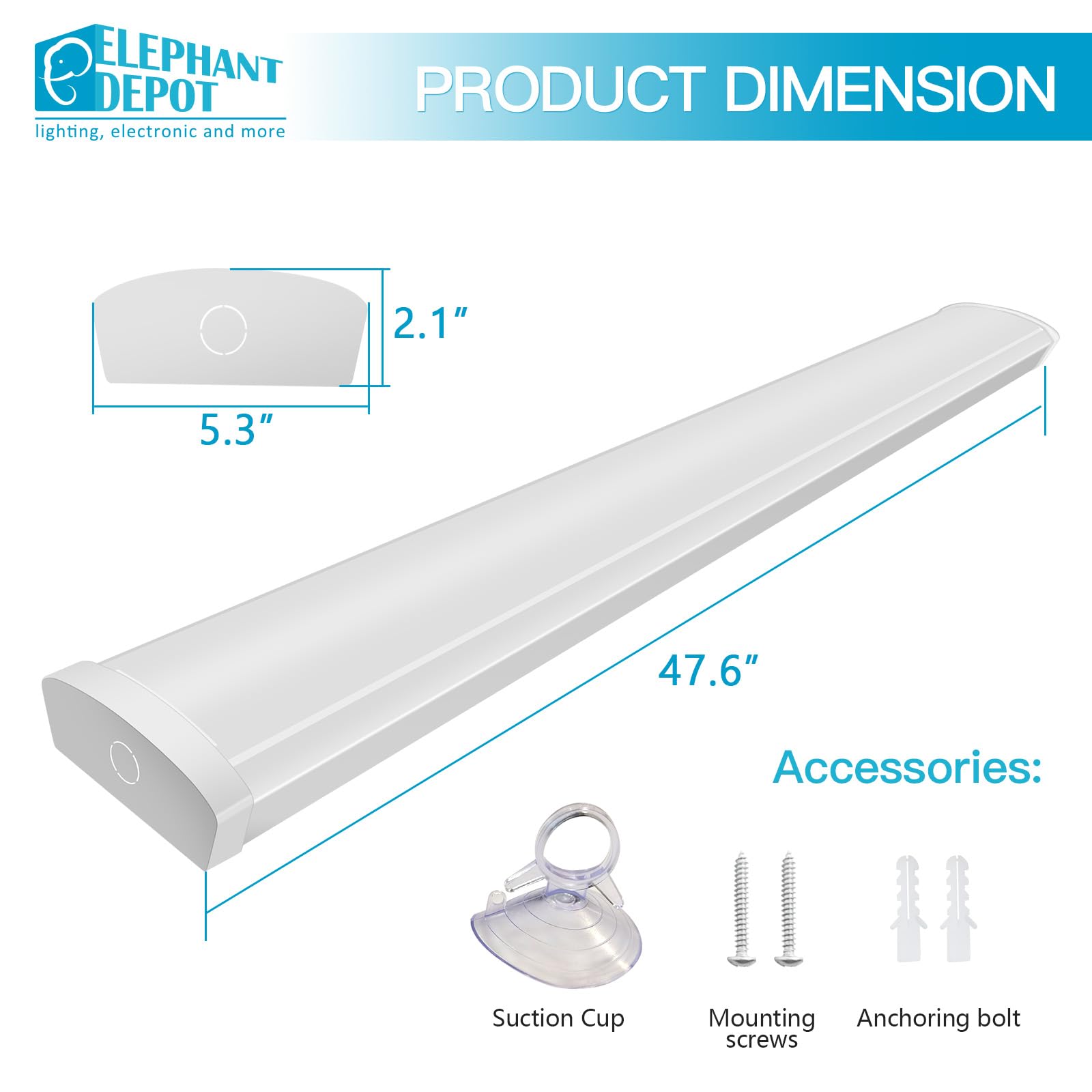 Elephant Depot 2 Pack 4Ft Led Wraparound Light Fixture, 48 Inch Led Closet Light, 32/40/48W, 5520Lm, 3500/4000/5000K, 120-277V H