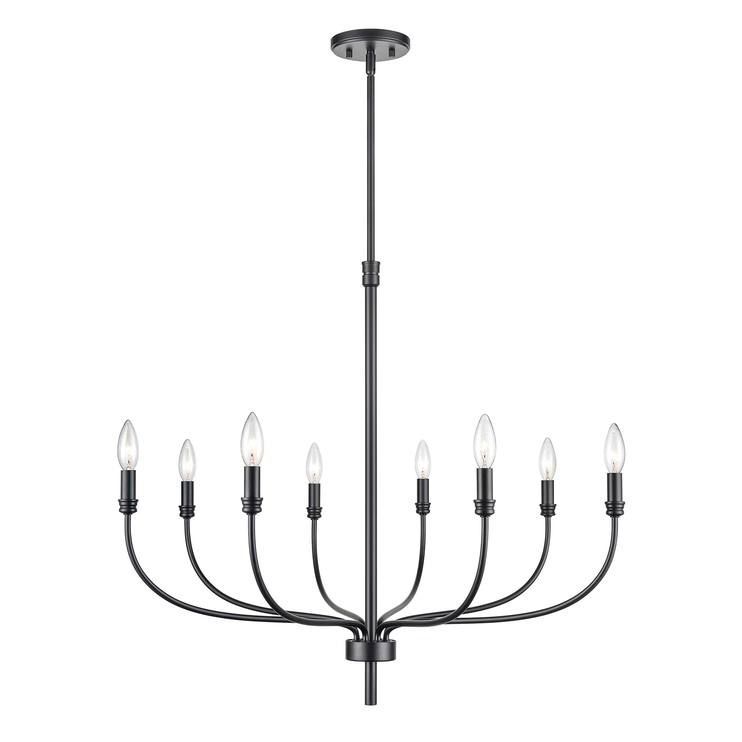Elk Home Newland 8-Light Matte Black Chandelier, 34-Inch Wide, Transitional Design