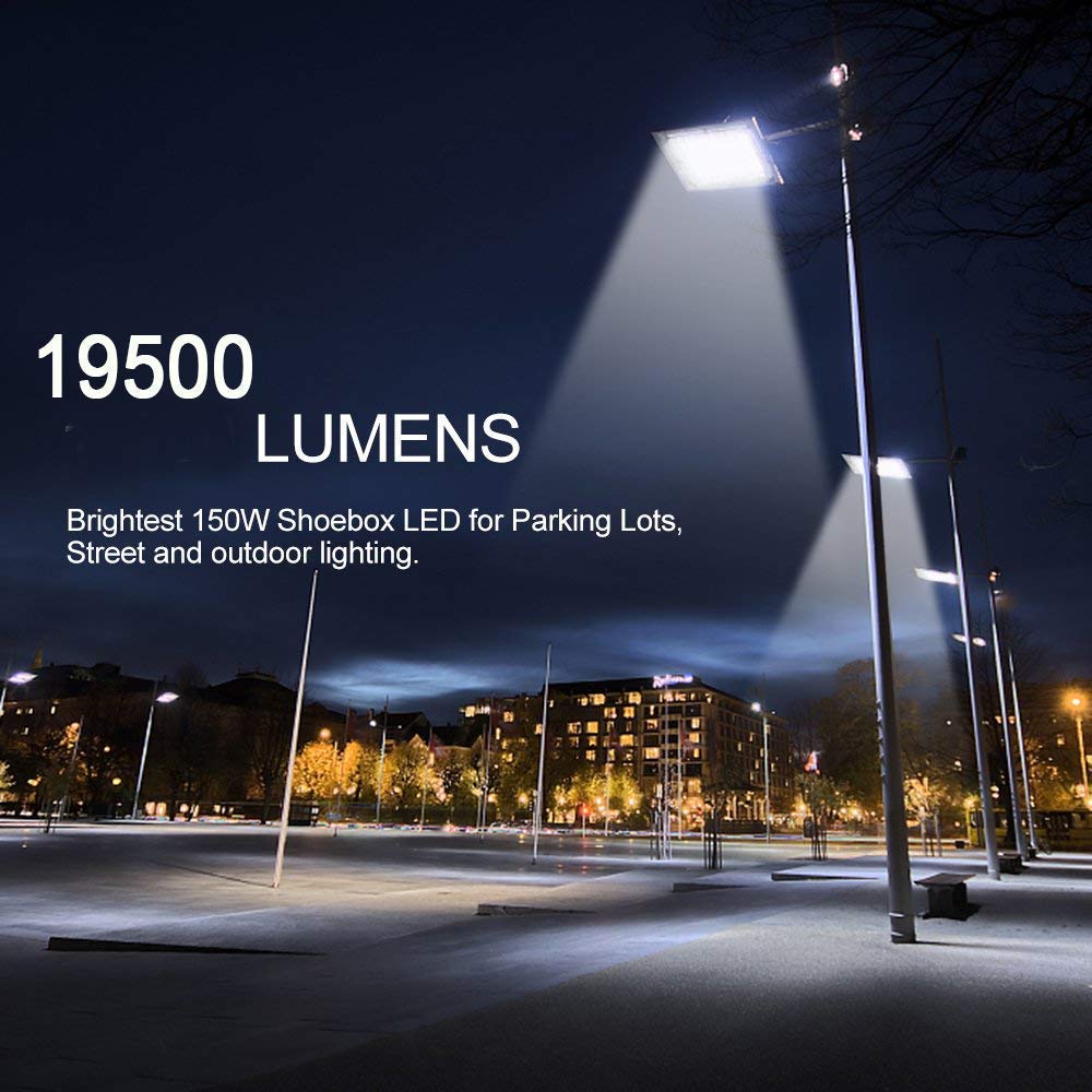 LEDMO LED Parking Lot Lighting 500W HID HPS Replacement Adjustable with Dusk to Dawn Photocell Arm Mount Area Yard Street Lights