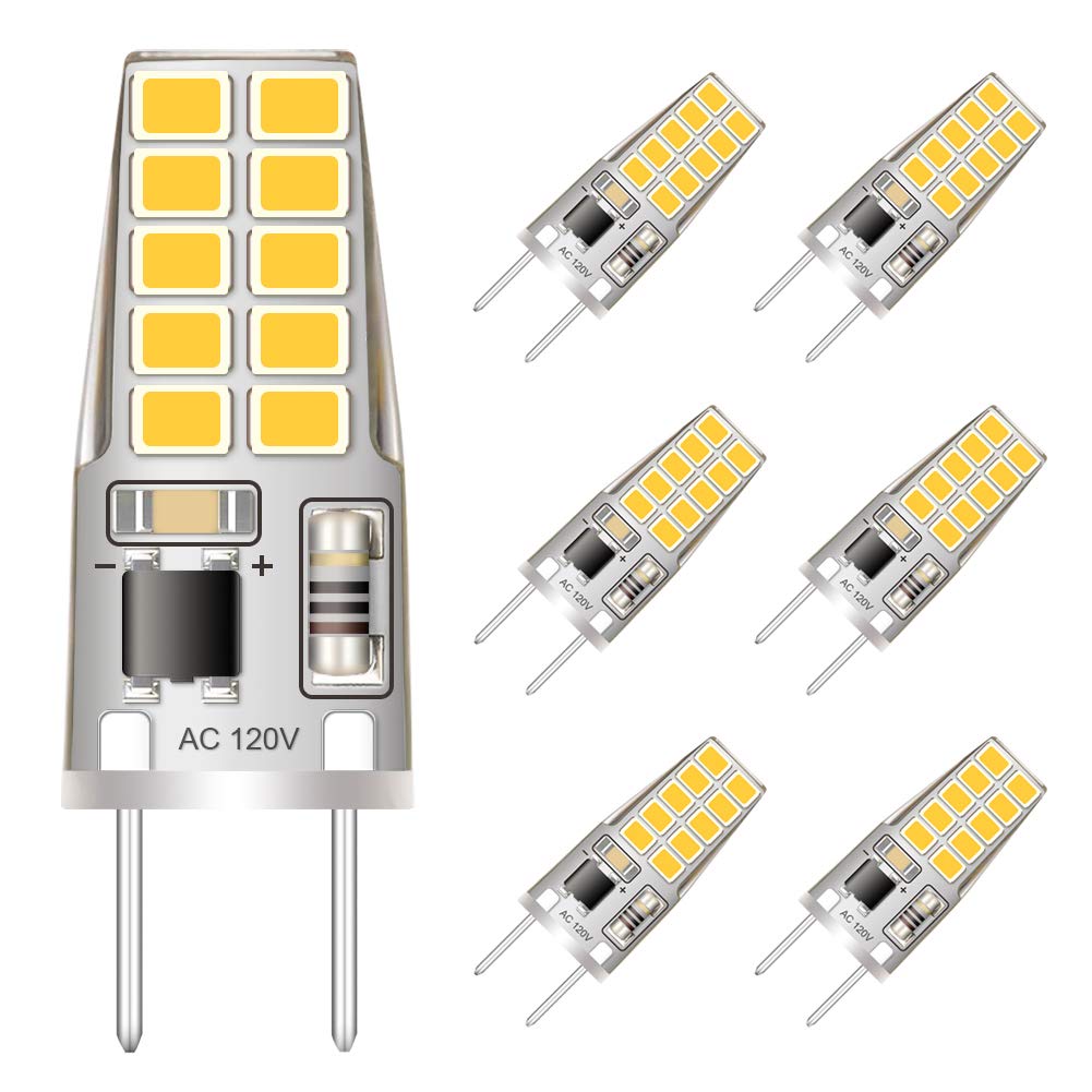 Gaormii G8 Bulb Mini T4 JCD Type 120V Daylight White 3W Equivalent to Bi-Pin G8 Base Halogen Bulb 20W-25W Dimmable G8 LED Light 