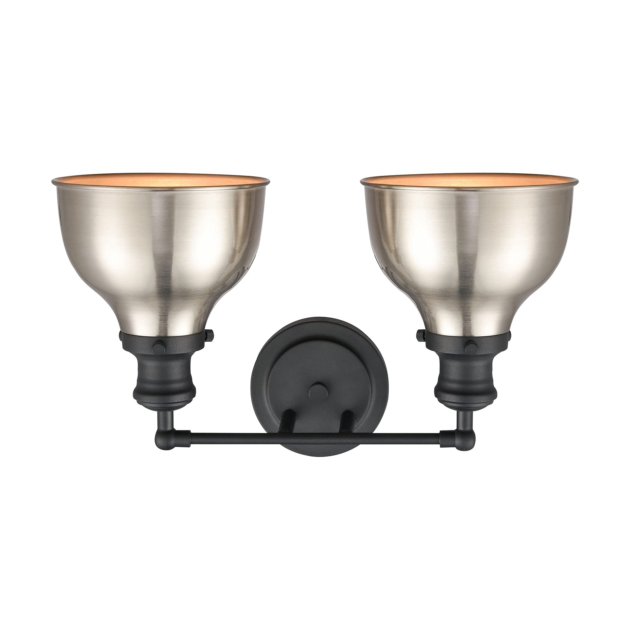 Elk Lighting Haralson 2-Light Vanity Light, Charcoal/Satin Nickel, Alloy Steel, 6.69"W X