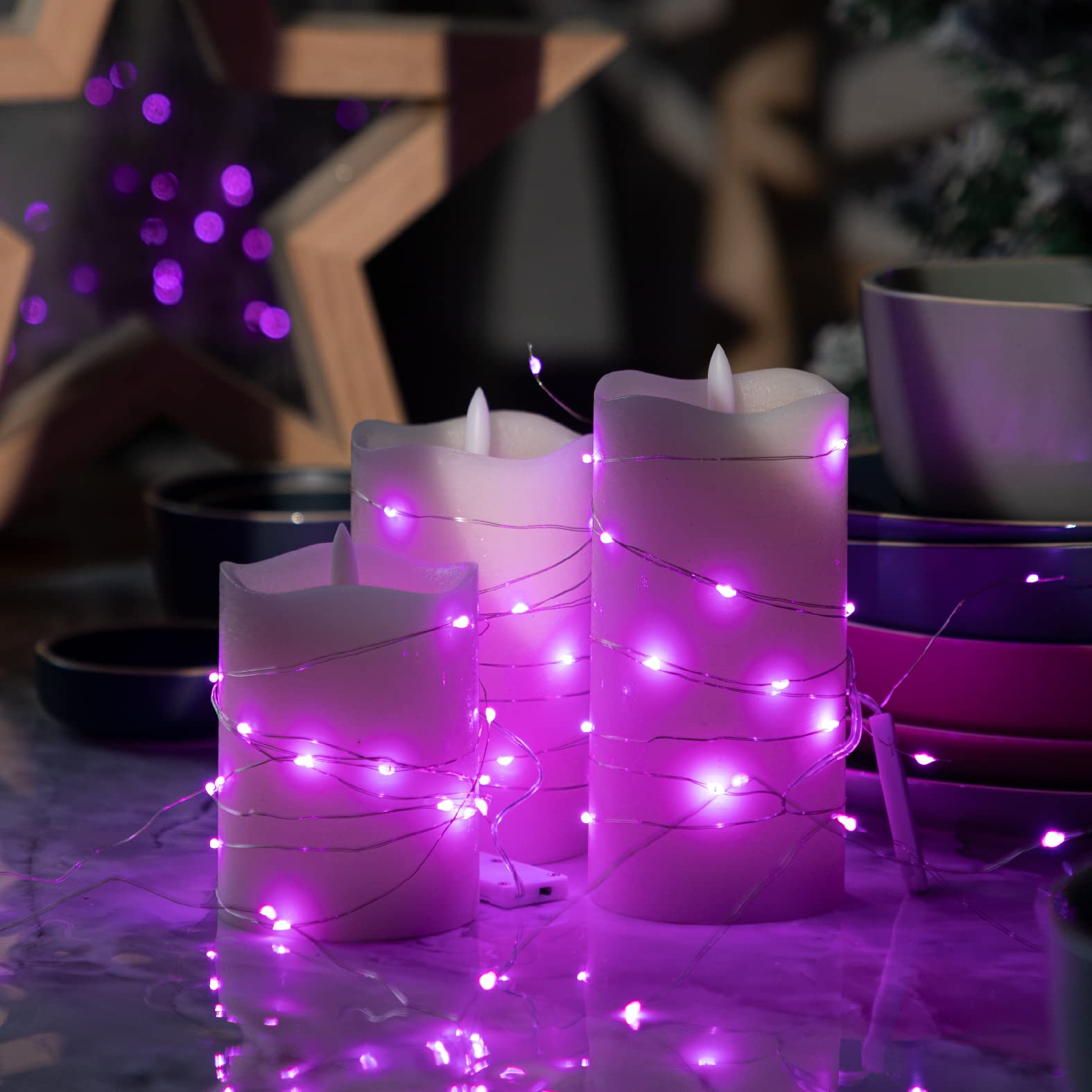 Sinamer 12-Pack Led Fairy Lights 7 Feet Battery Powered Waterproof Silver Wire 20 Slim Copper Wire Pastel Lights For Diy Wedding Party Bedroom Patio Easter Christmas (Pink)