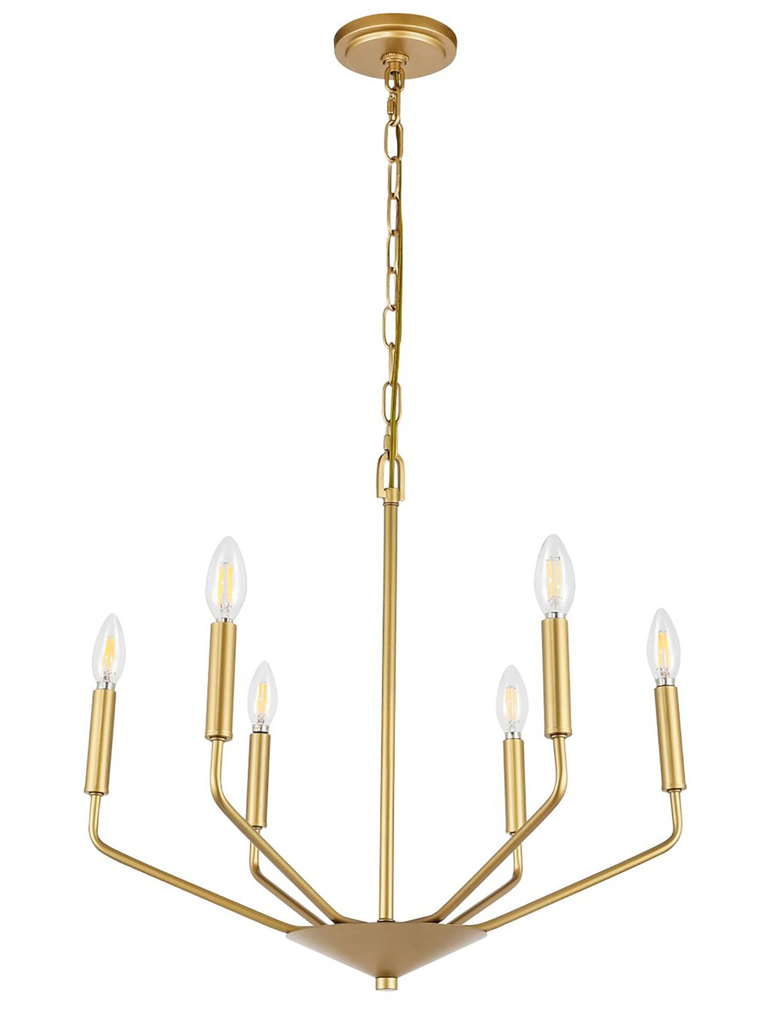 Living District Brass 6-Light Pendant - Modern Bright Ceiling Fixture For Home Decor