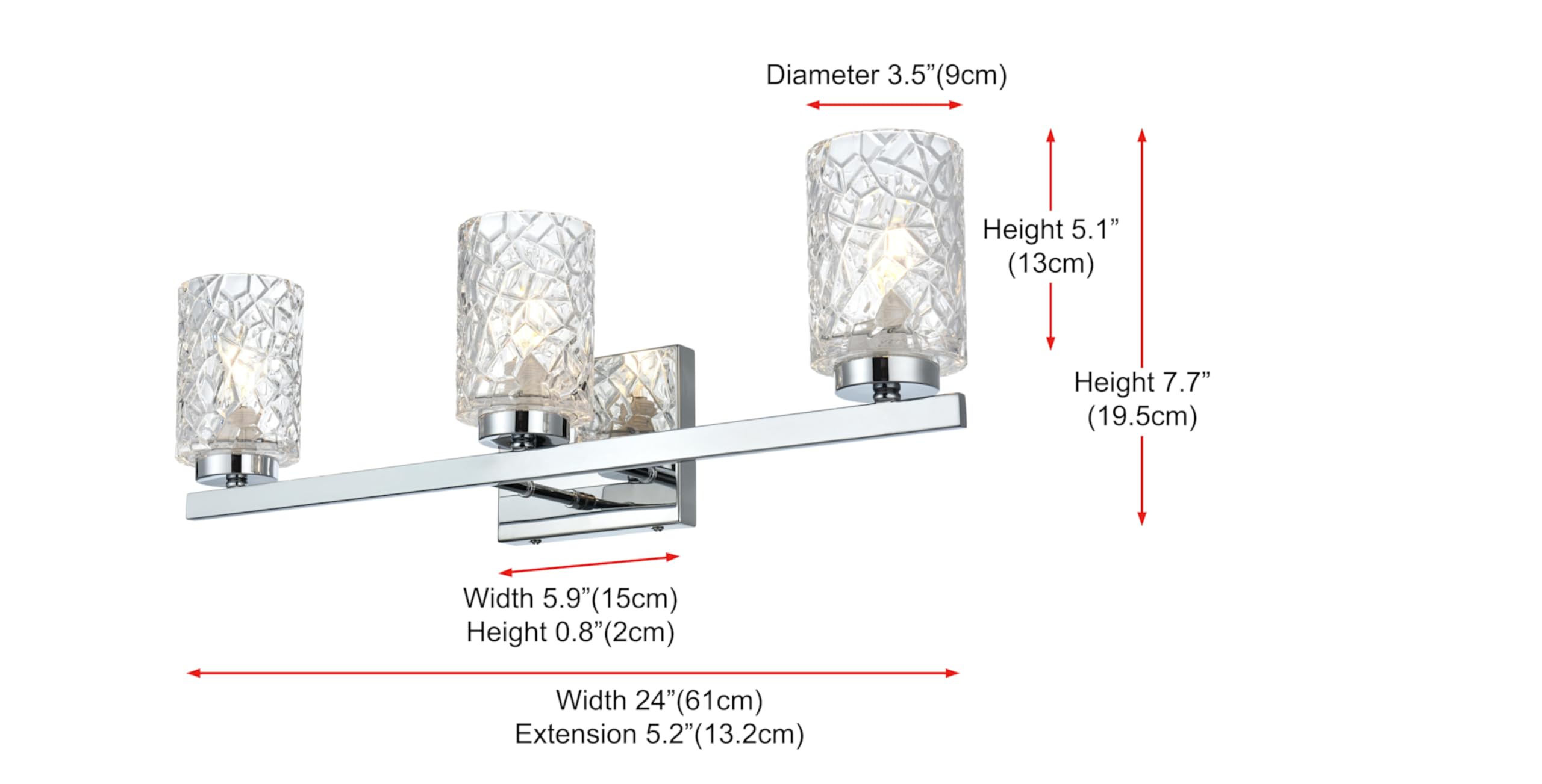 Living District Indoor Modern Home Decorative Bright Ceiling Cassie 3 Lights Bath Sconce in Brass with Clear Shade