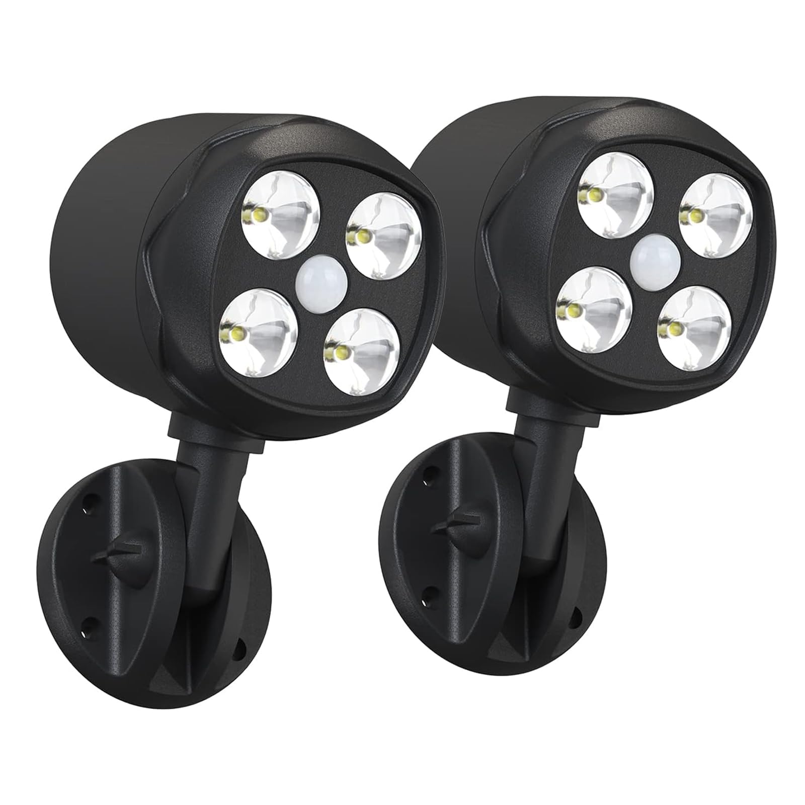 Yuyotrre Motion Sensor Outdoor Lights, 12W 600 Lumen Led Security Lights, 2 Packs, Black