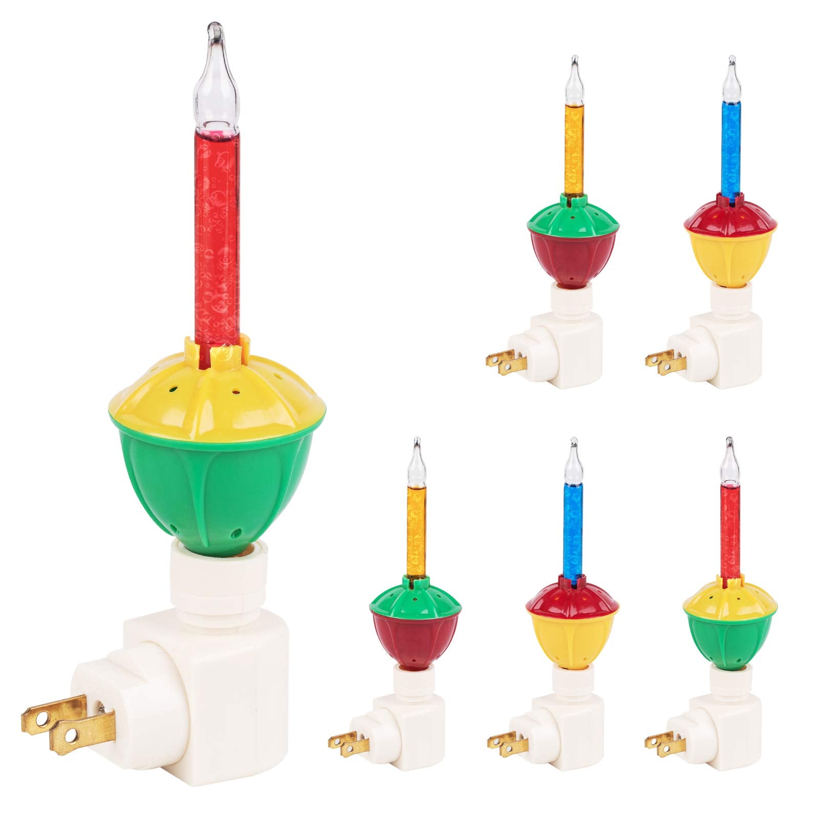 6 Pack Bubble Night Light with Classic Swivel Plug Vintage Christmas Lights Old Fashion Christmas Lights Decoration