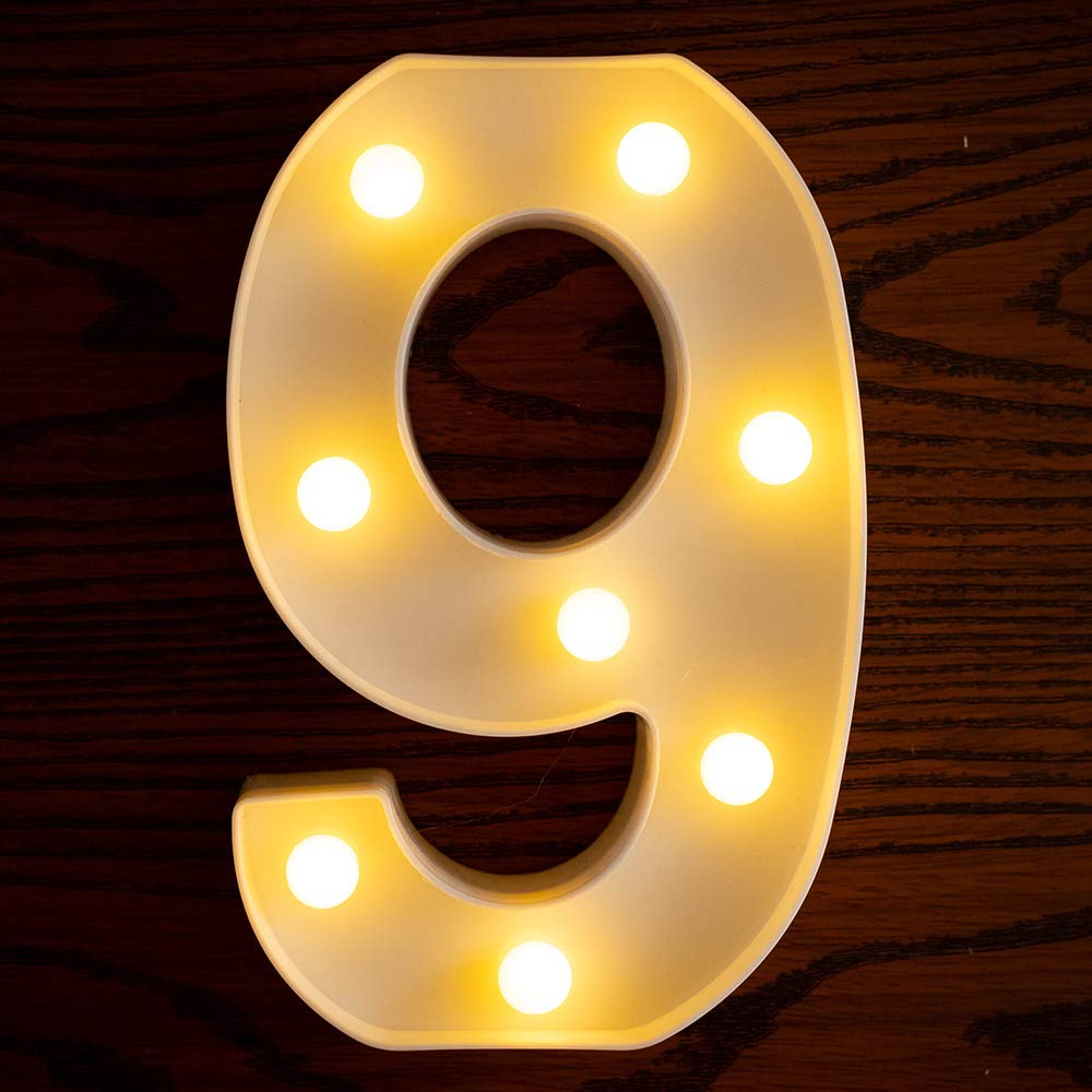 Yorulory LED Number Lights Sign Light Up Number Sign for Night Light Wedding Birthday Party Battery Powered Christmas Lamp Home Bar (9)