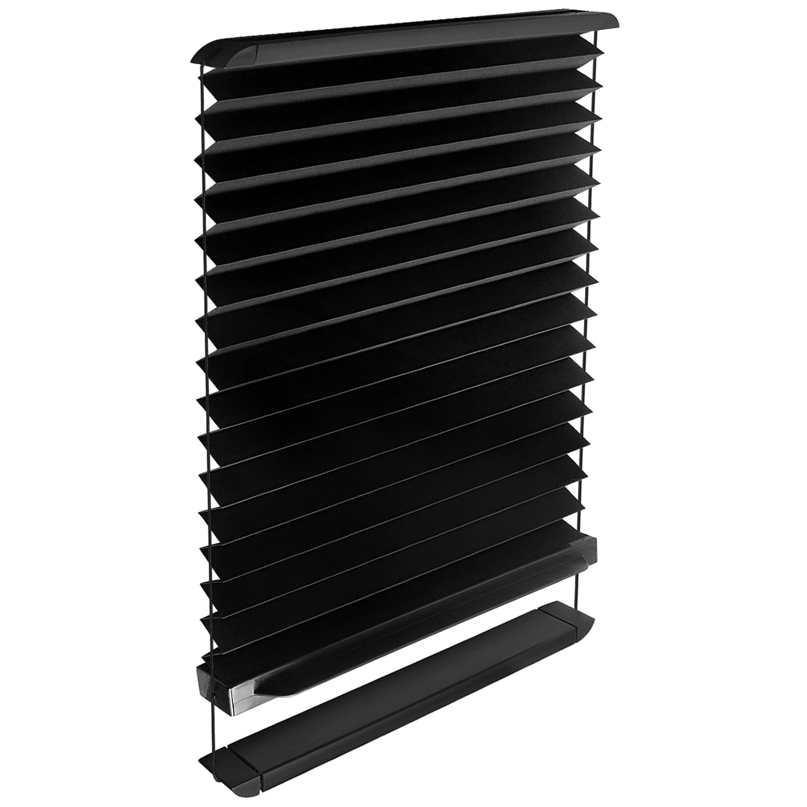 NOVINO RV Thin Pleated Shade Replacement, 12" x 21", Black, Compatible with Lippert Entry Doors, Model RS-012