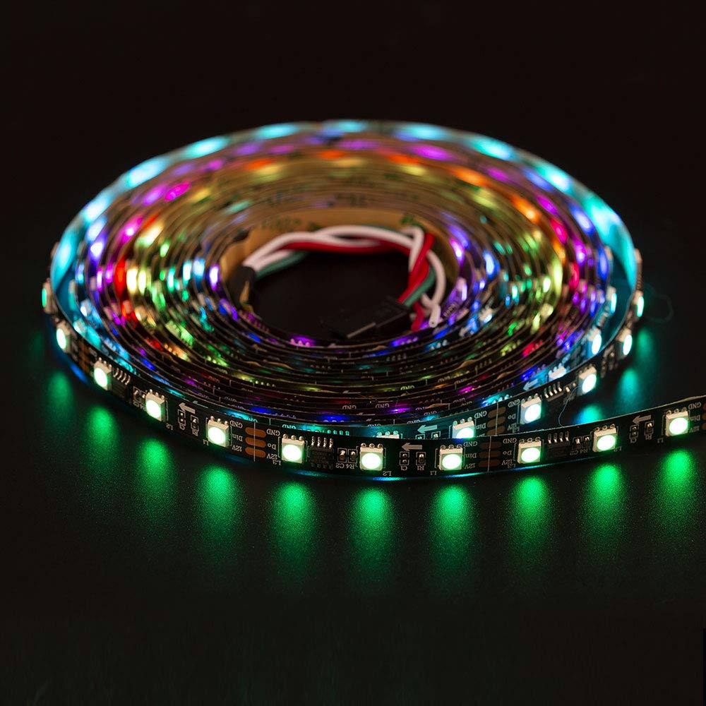 Btf-Lighting Ws2811 Ic=Rgb+Ic Addressable Dream Color Led Strip 16.4Ft 60Leds/M 20Pixels/M Non-Waterproof Black Pcb Flexible Dc1