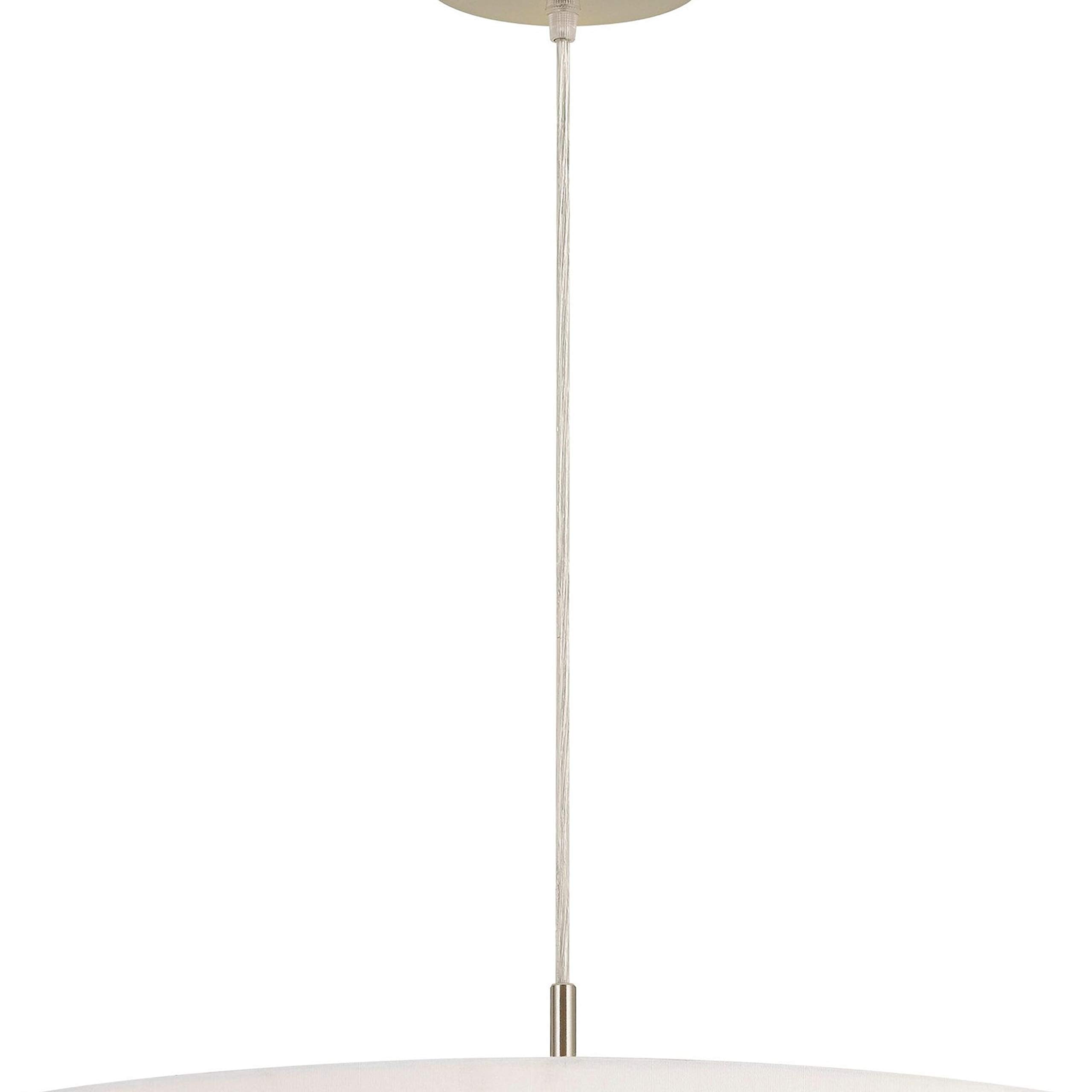 Benjara Bm226334 3 Bulb Drum Shape Fabric Pendant Fixture With Diffuser, White