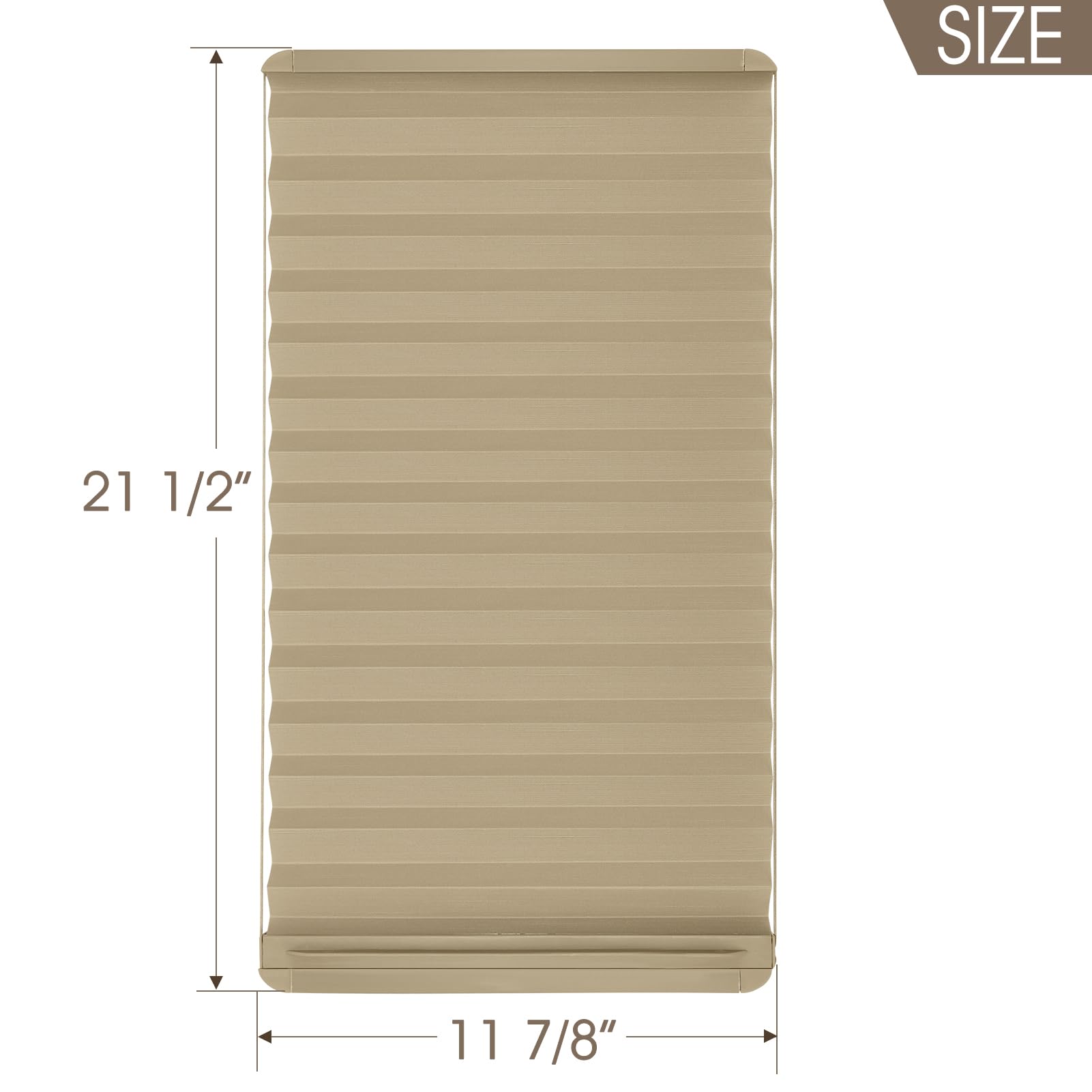 NOVINO RV Thin Pleated Shade Replacement for Lippert Entry Doors, 12" x 21", Cappuccino, Model RS-042, Privacy & Sun Blocker