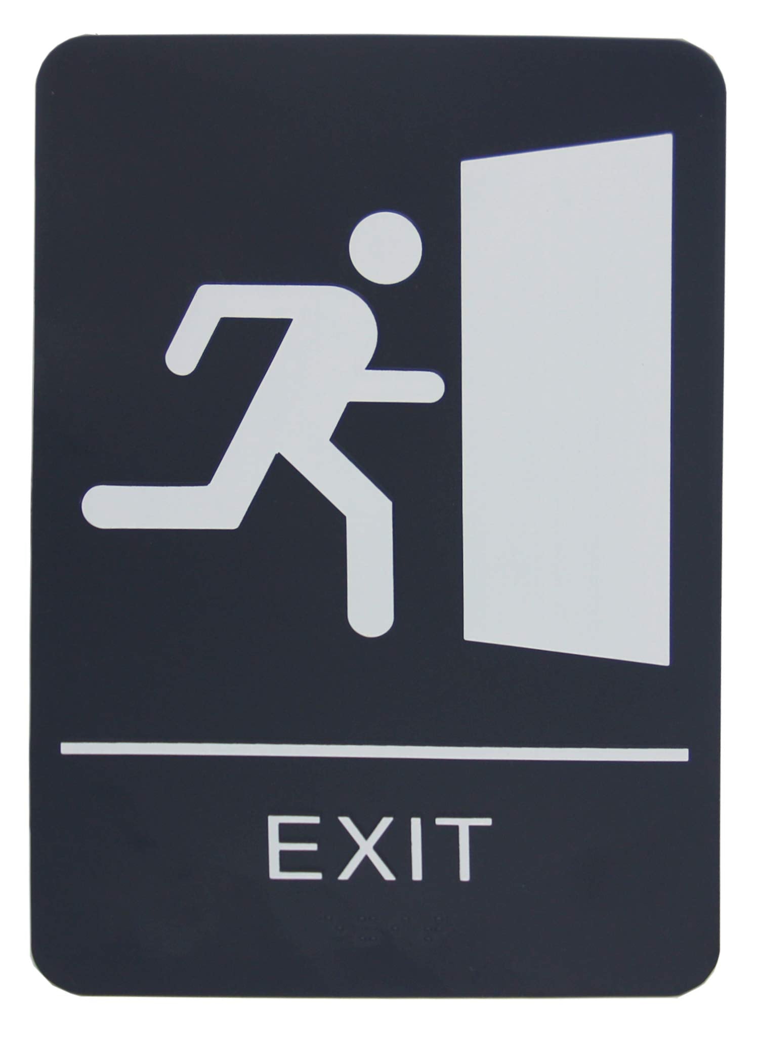 Black & White ADA Exit Sign with Braille-9&quot; x 6&quot;