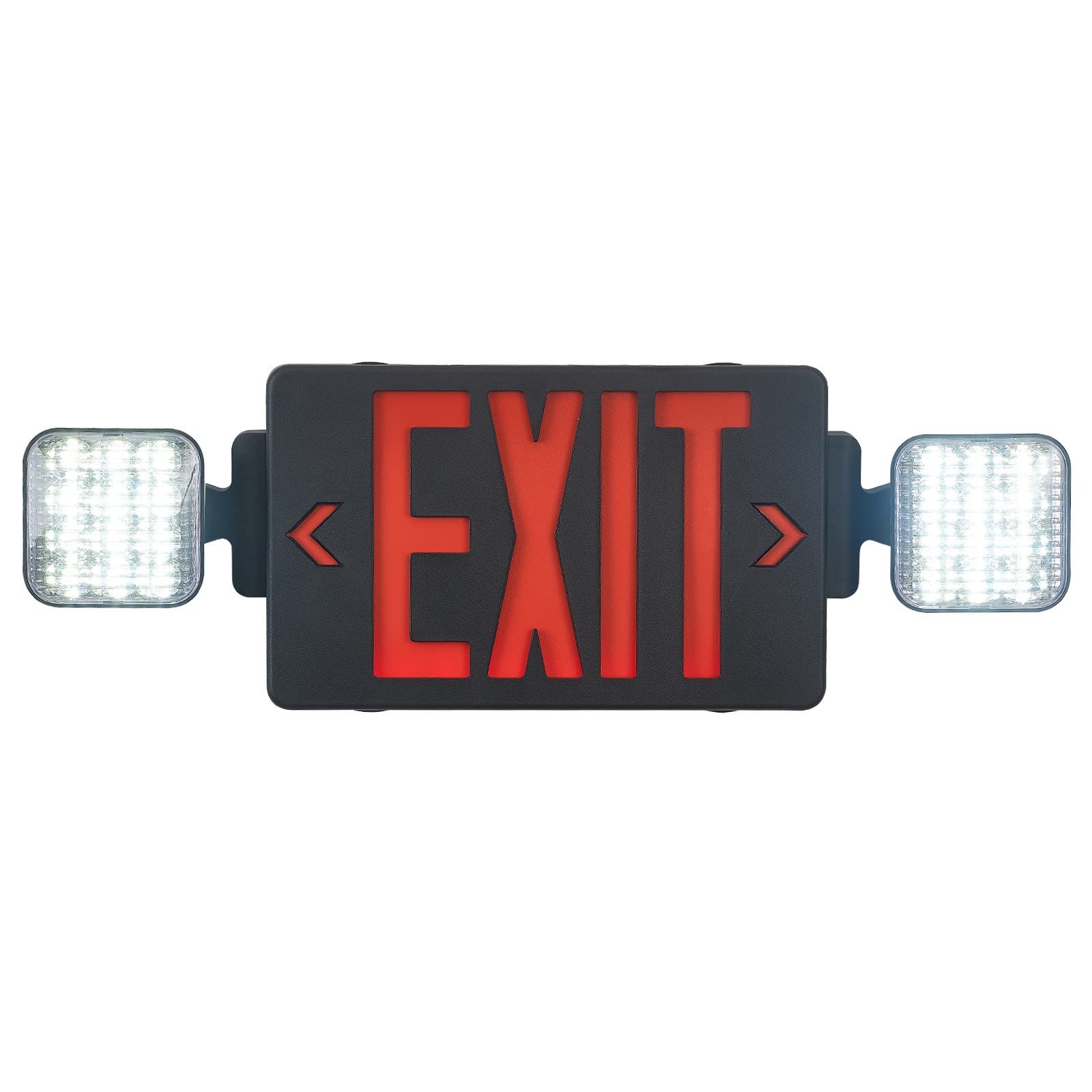 TANLUX LED Emergency Exit Sign with Battery Backup, UL Listed, Black Housing, 1 Pack, Model TL-EX327BK-1