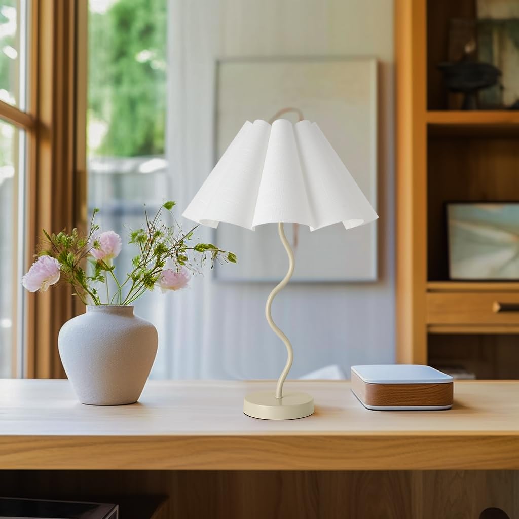 Kunjoulam Small Table Lamp, Bedside Nightstand Lamp With Adjustable Beige Lampshade Black Base, Morden Mini Desk Lamp For Bedroo