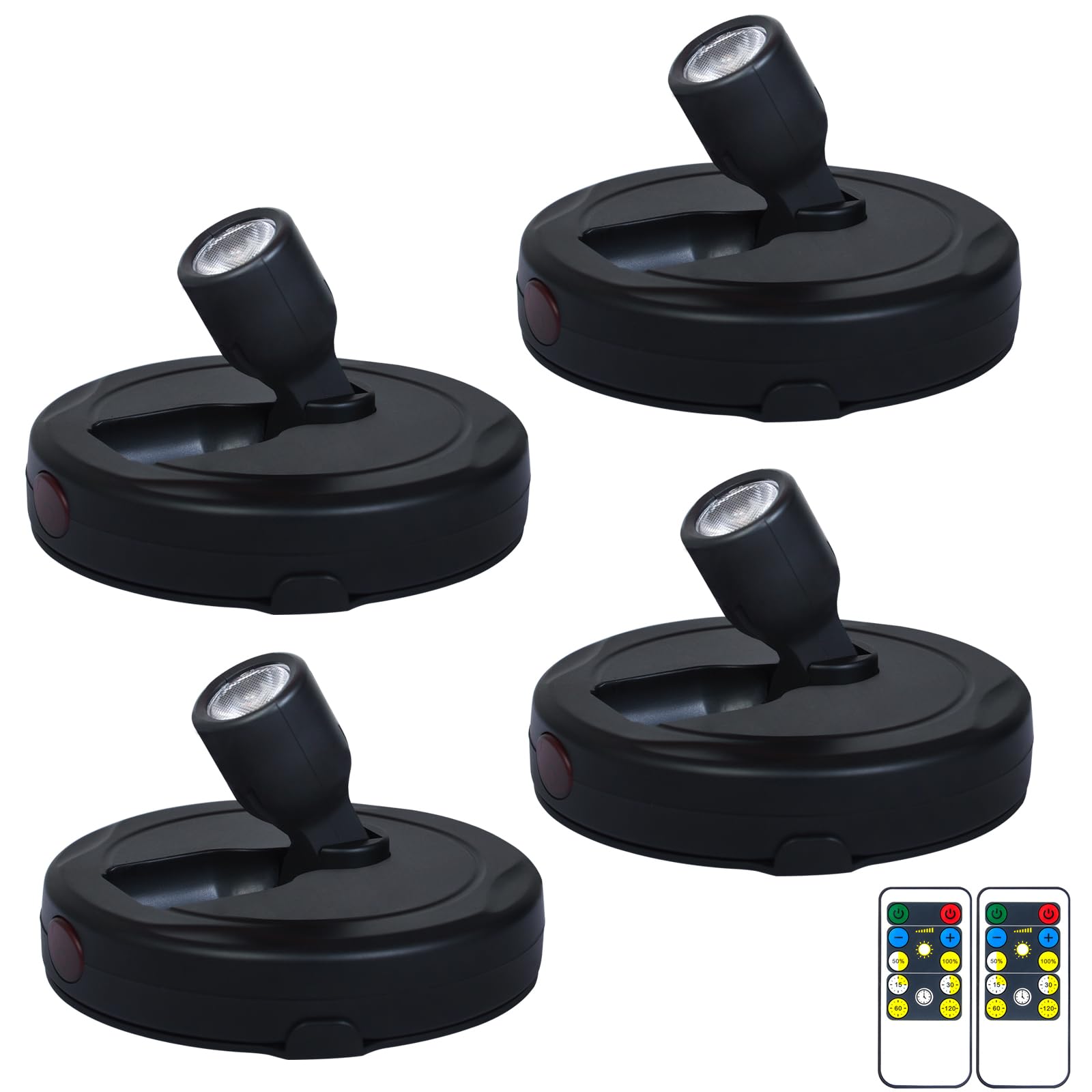 BERGUSTCH Battery Operated LED Spotlight, Wall Picture Lights, Indoor Uplights, Puck Lights with Remote, Plants Spot Light, Disp