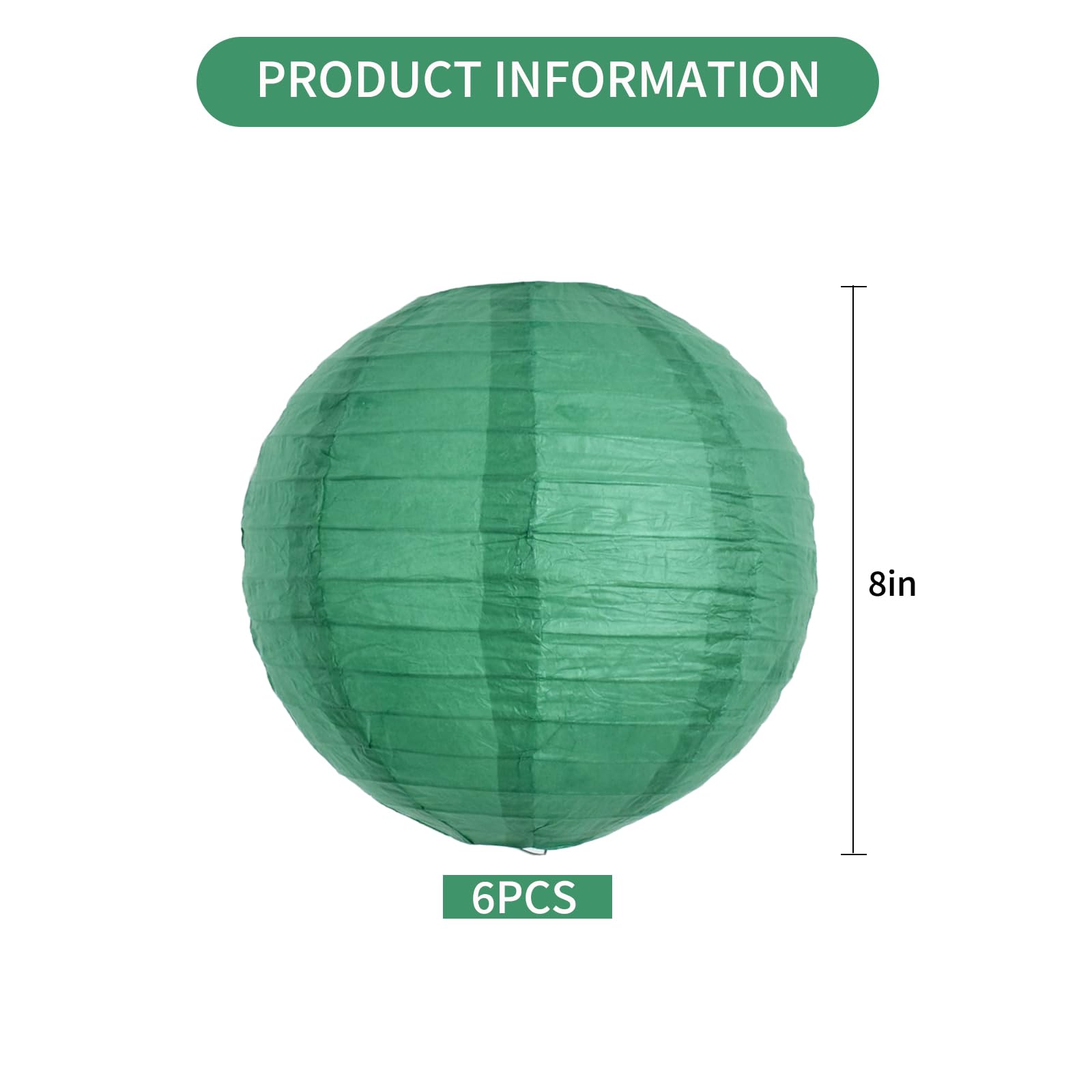 Beishida 8-Inch Green Round Paper Lanterns Hanging Decorative Chinese Paper Lanterns Lamp For Birthday Wedding Party Irish Party