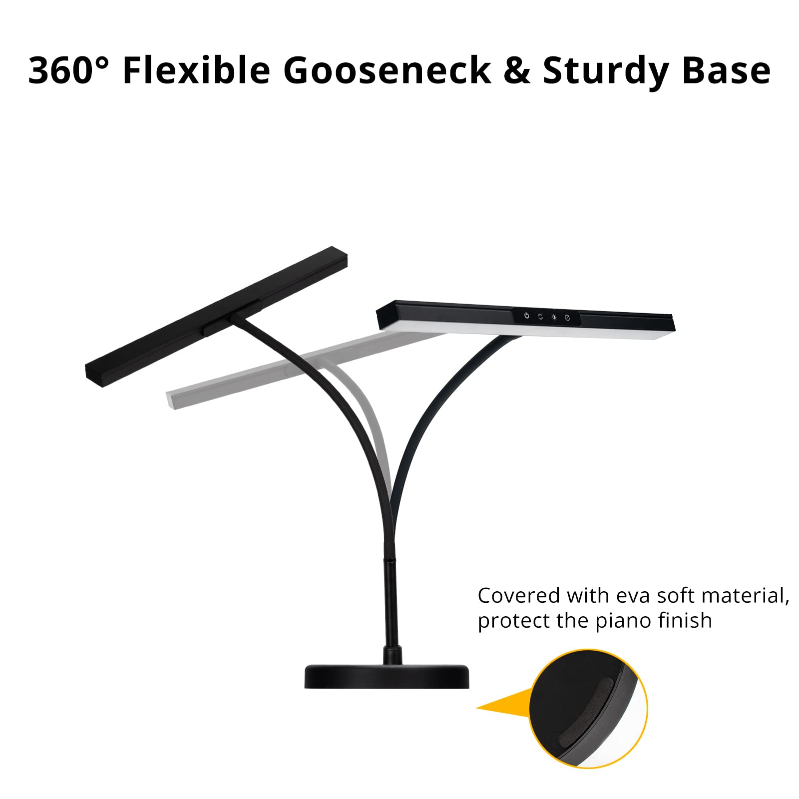 Civhom Piano Light For Grand/Upright & Digital Pianos, Piano Lamp With 3 Color Modes For Stand Pianos, Adjustable Height And Dir