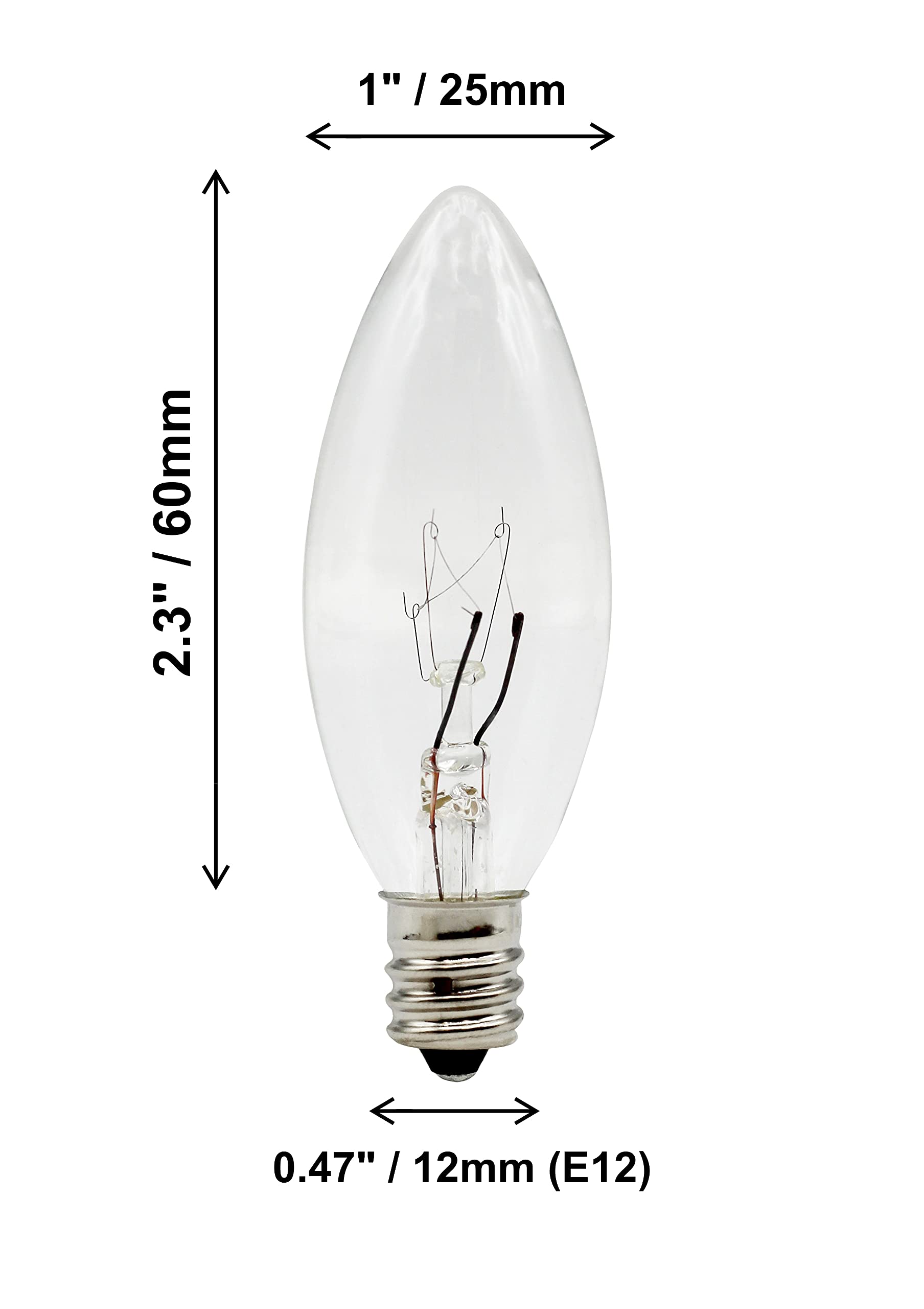 Creative Hobbies® 7W Candelabra Light Bulbs, Clear Glass, 12 Count, Steady Burning, E12 Base, 120V for Electric Candle Lamps & Chandeliers