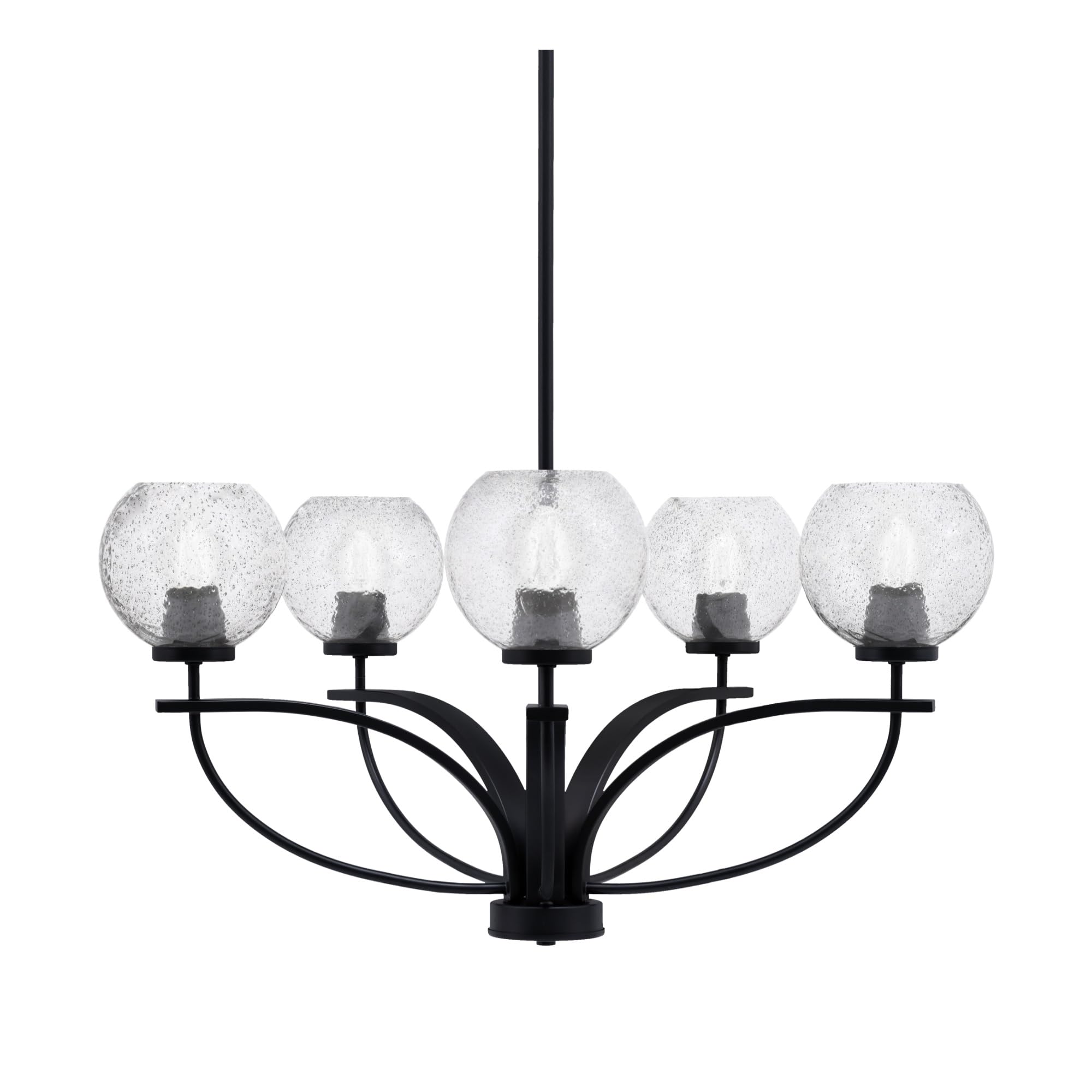 Toltec Lighting Cavella 5 Light Chandelier in Matte Black Finish with 5.75&quot; Smoke Bubble Glass