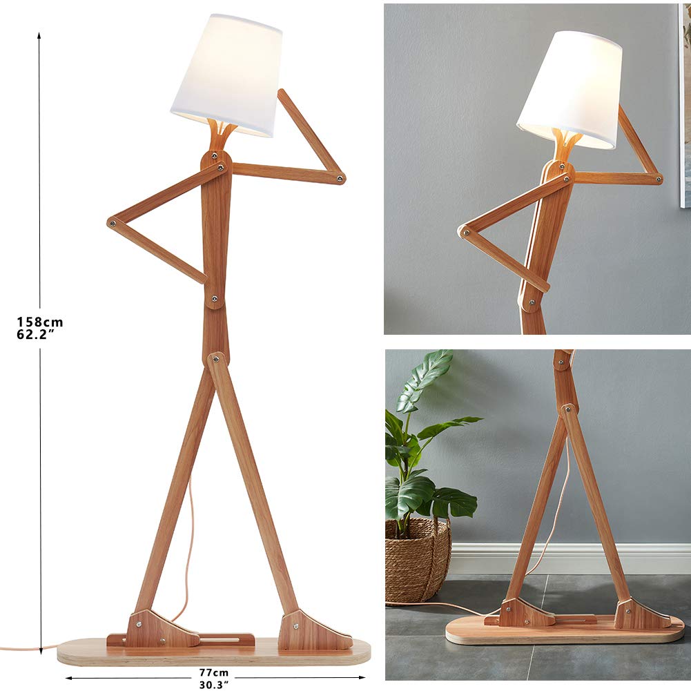 HROOME Tall Floor Lamp - Ash Wood Arc Design, LED Bulb Included, Model ATFLP003B - Ideal for Living Room & Bedroom Decor