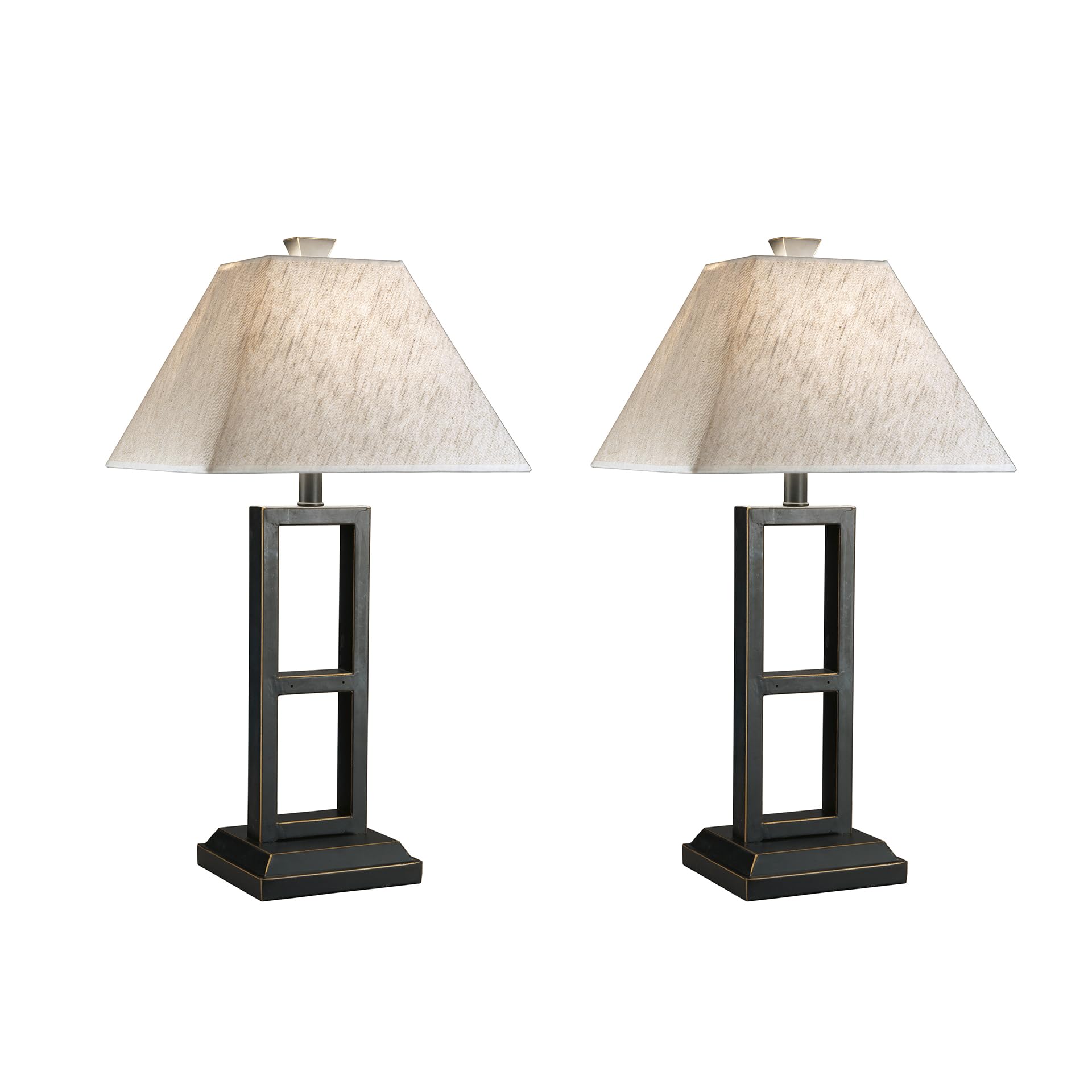 Signature Design By Ashley Deidra Set Of 2 Metal Table Lamps, 27.75, Black Finish, Modern Design, Model L318924