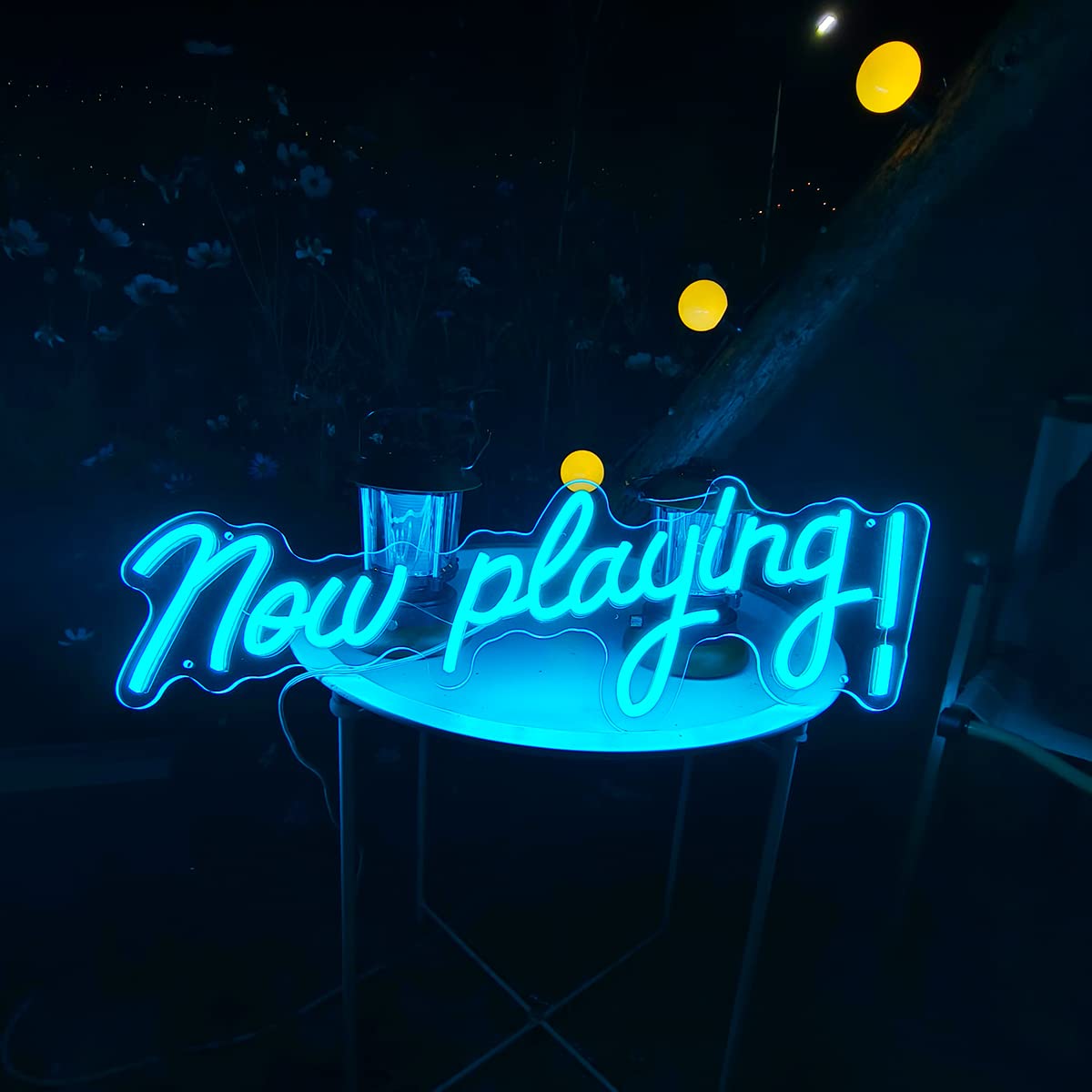 Voncitedn Now Playing Neon Sign, Acrylic LED Light, 22.8x8.3 Inch, Remote Control, Dimmable, Ice Blue