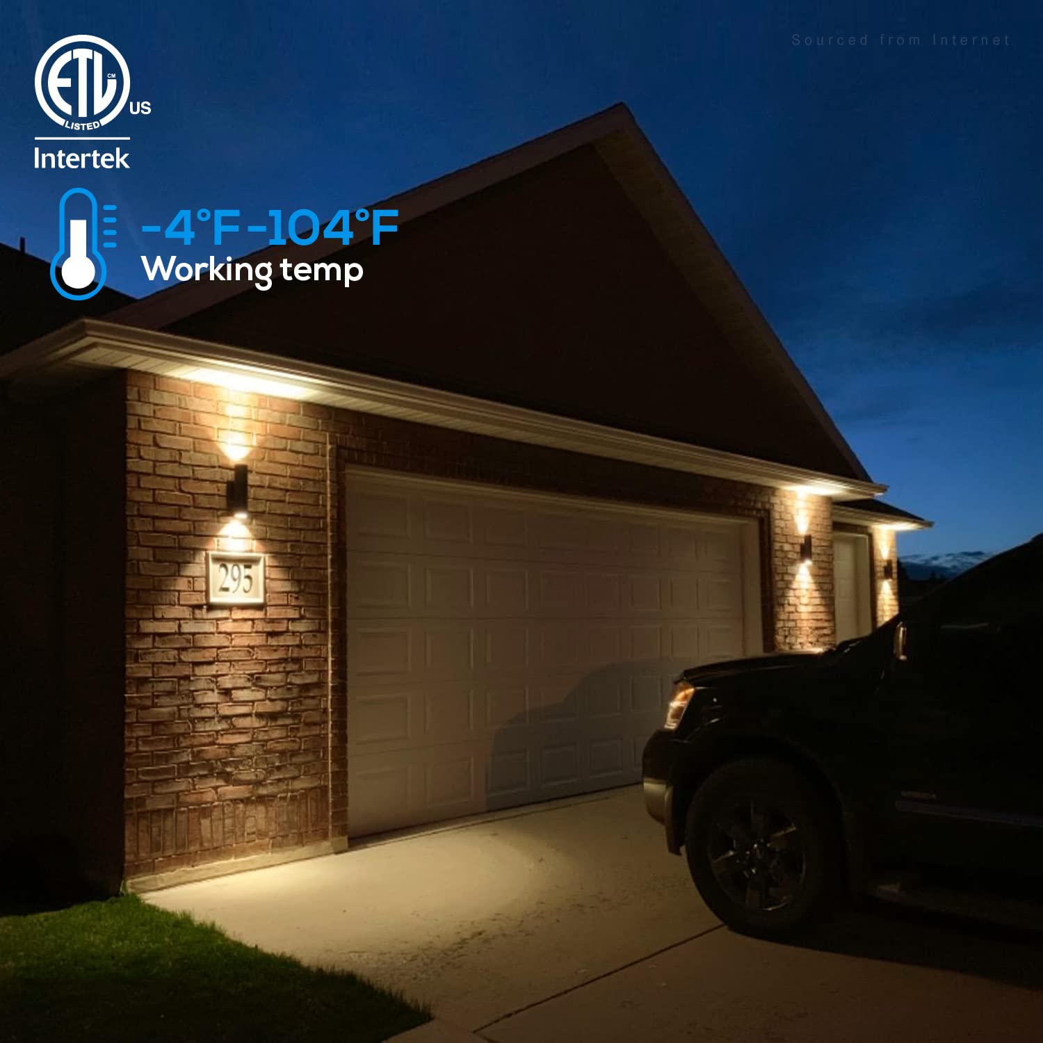 LEONLITE Modern Outdoor Cylinder Wall Lights, Matte Black, Aluminum, 7 Inch, ETL Certified, Pack of 2