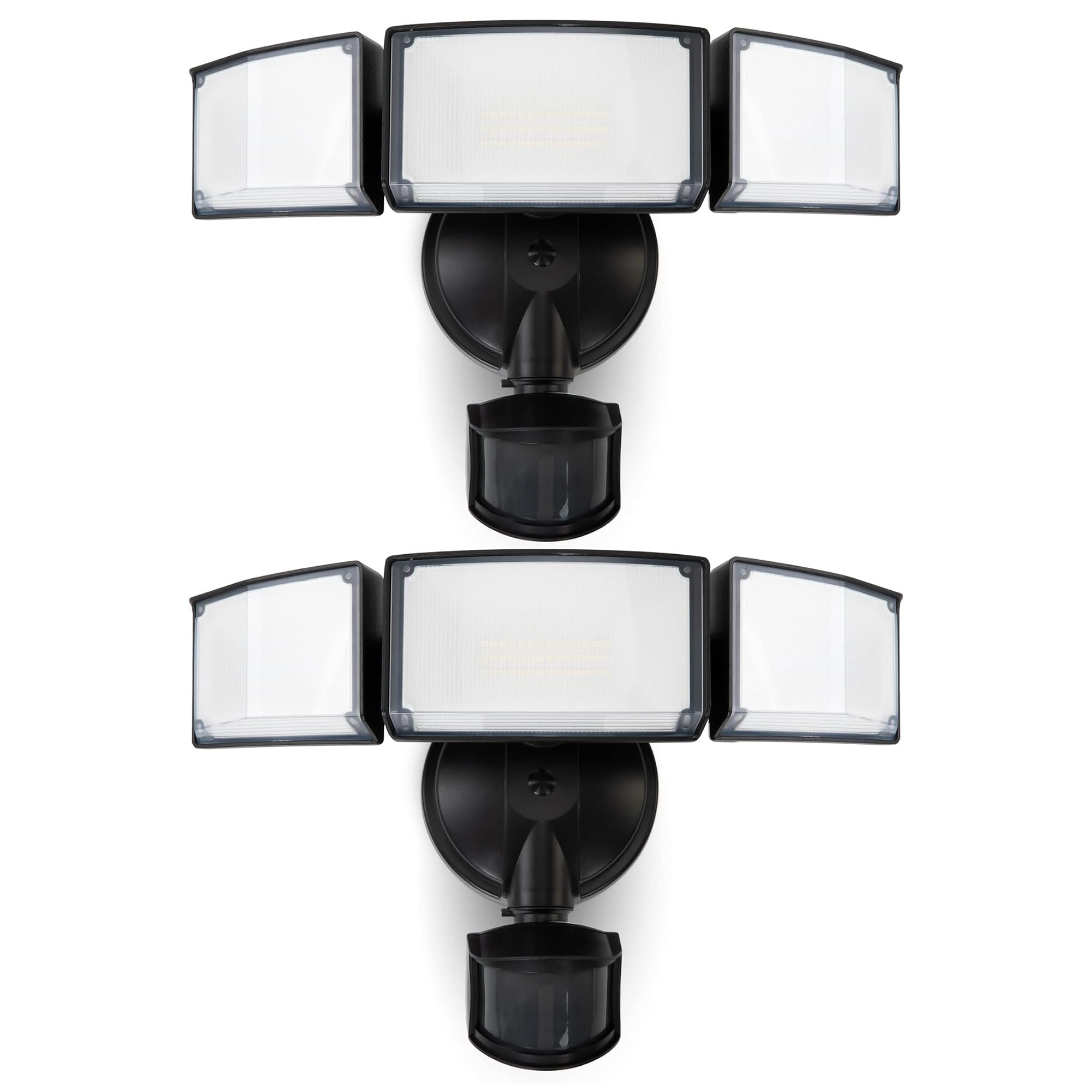LUTEC 2 Pack 72W 7500LM LED Security Lights Motion Sensor Light Outdoor  5000K Daylight  IP65 Waterproof  Dusk to Dawn  3-Head Motion Detected Flood Light for Garage  Yard  Porch(Black)