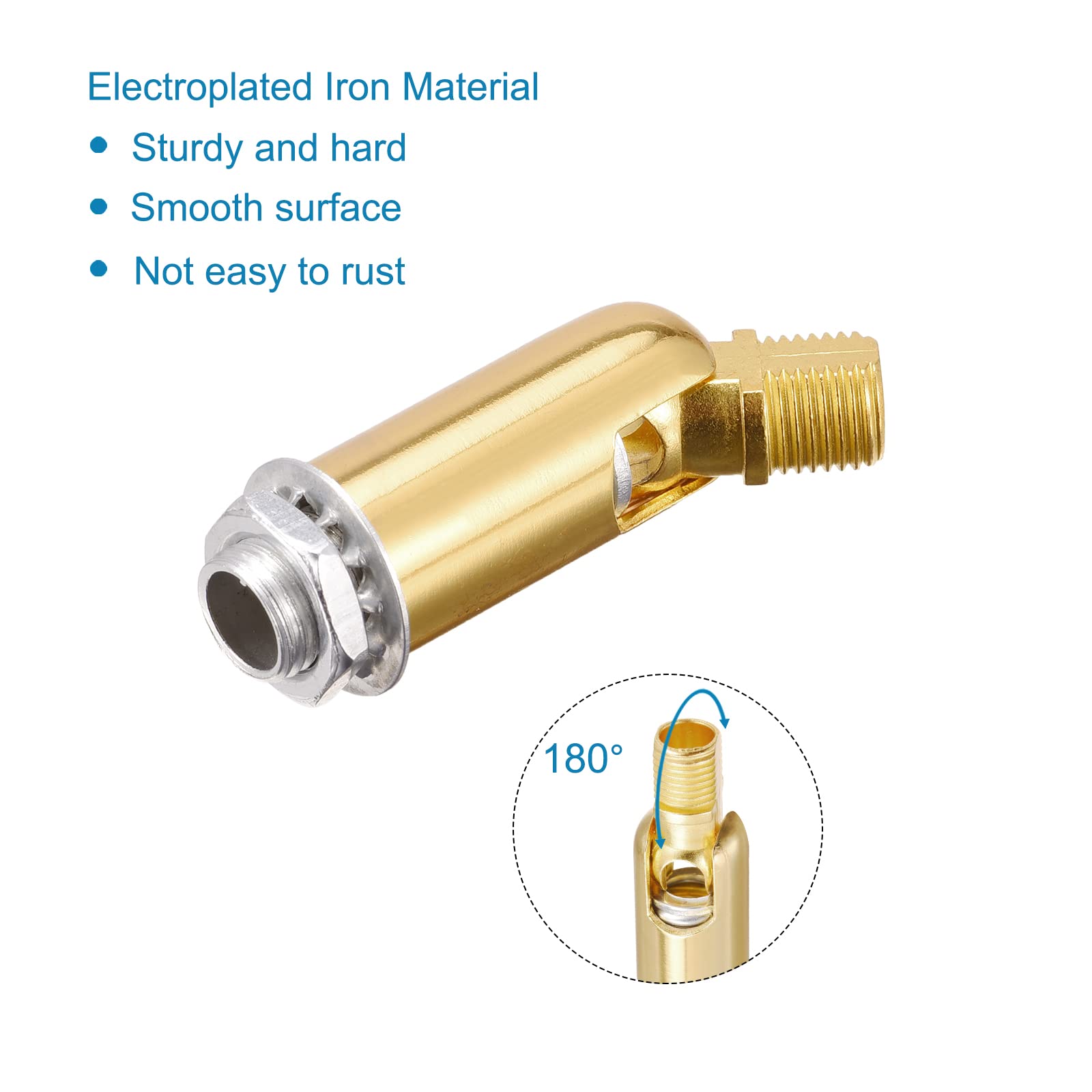 Meccanixity Sloped Ceiling Adapter 180 Degree Swivel M10 Thread, For Chandelier Ceiling Pendant Light, Gold Tone Pack Of 2