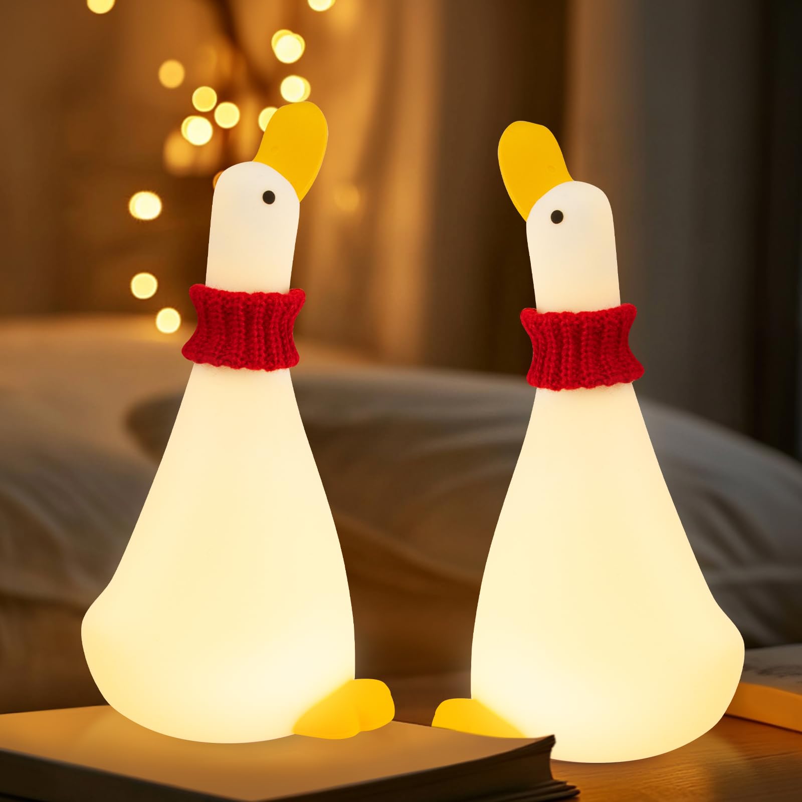 Gefaxi Duck Night Light - Silicone, Cordless, Dimmable, Rechargeable, White, Model SU-1699, Cute Decor for Bedroom and Breasfeeding