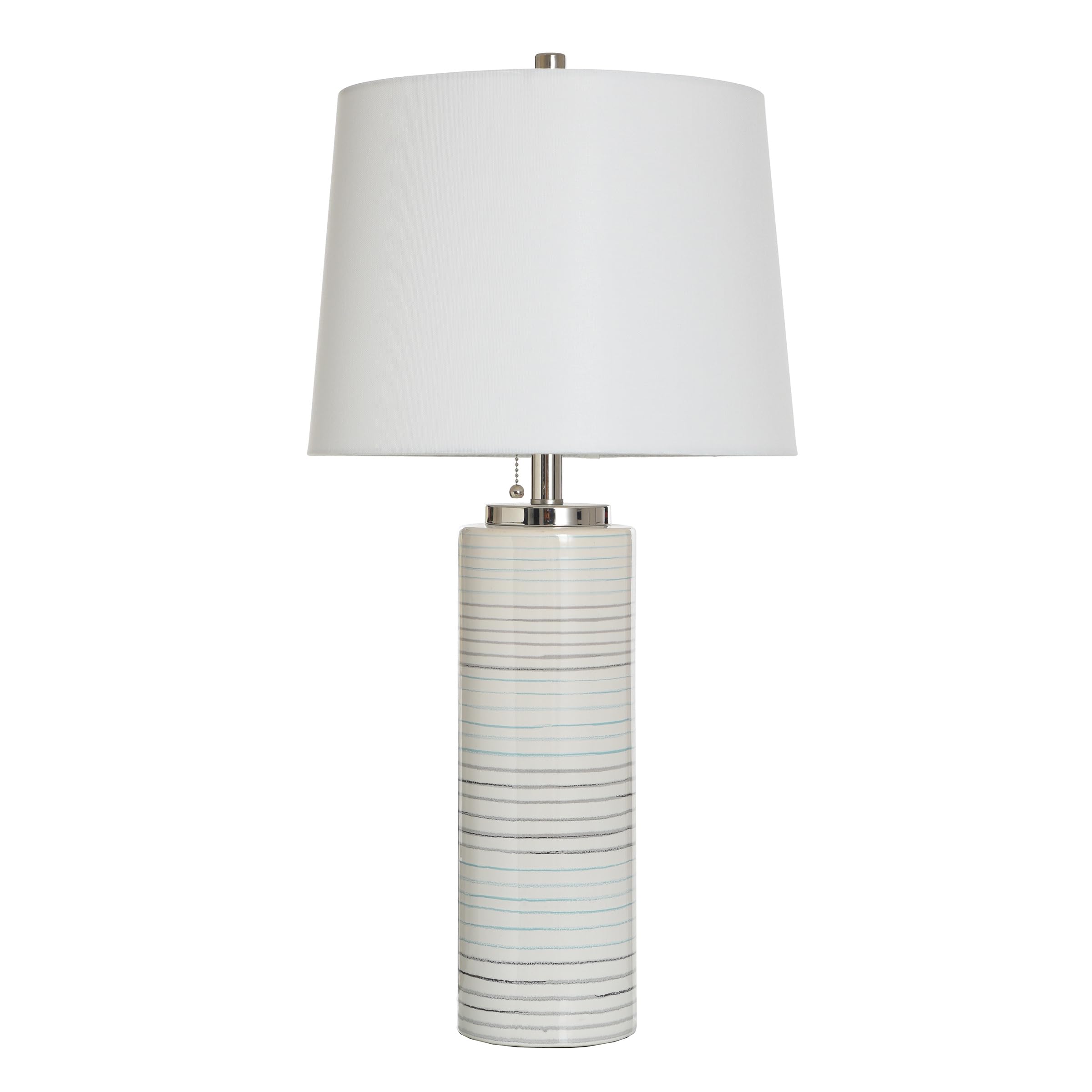 Style Craft Ellis - Transitional Table Lamp - Pastel Turquoise & Warm Gray Finish - Off-White Shade