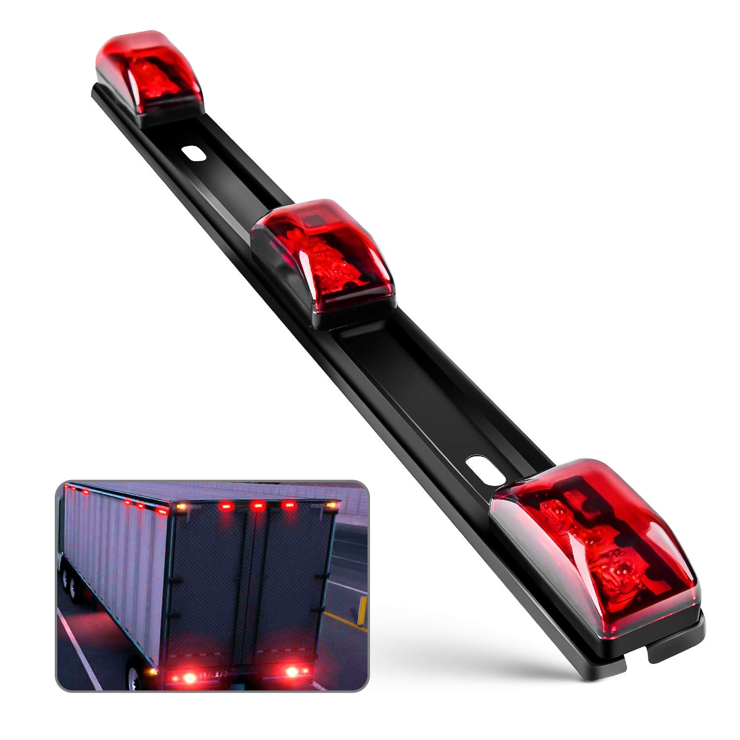 Nilight Tl-11 1Pc Red 9 Led Id Bar Marker Tail Black Stainless Steel Bracket For Truck Trailer Boat Identification Light