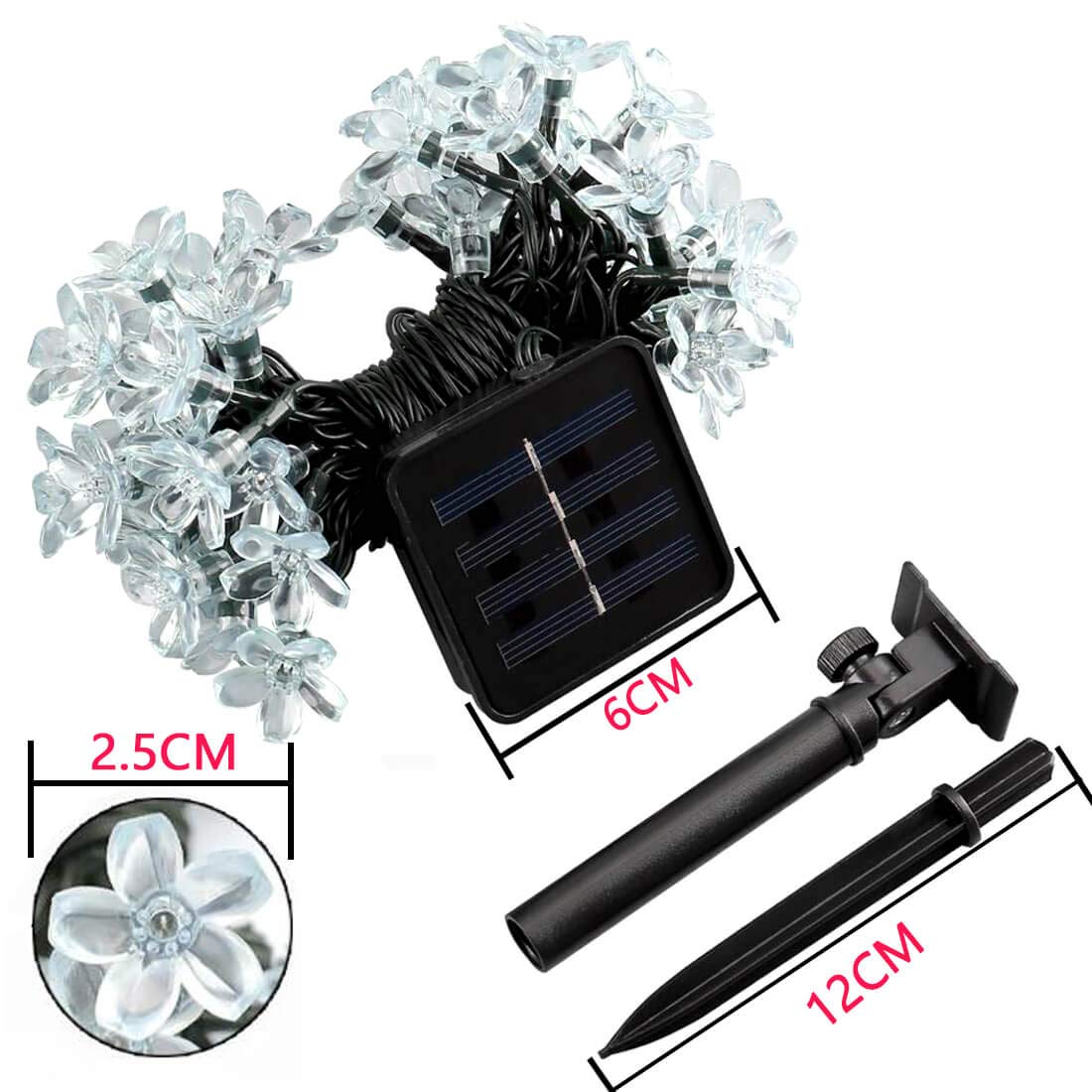 Semilits Outdoor Solar String Lights 50Led Flower Shaped Solar Fairy Lights For Christmas Garden Decoration White