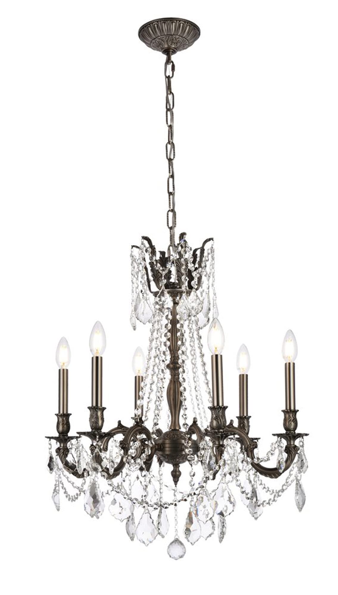 Elegant Lighting Royal Cut Crystal Chandelier, 23in x 26in, Silver, Model 9206D23PW/RC, Metal