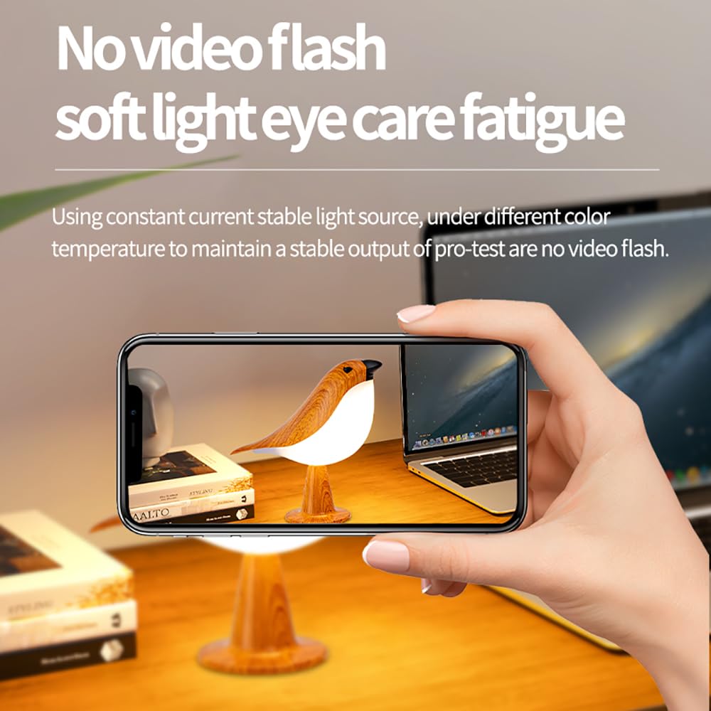 Bird Table Lamp With Remote & Touch Control | 3 Color Temperature & 3-Level Brightness Adjustable Night Light | Rechargeable Cor