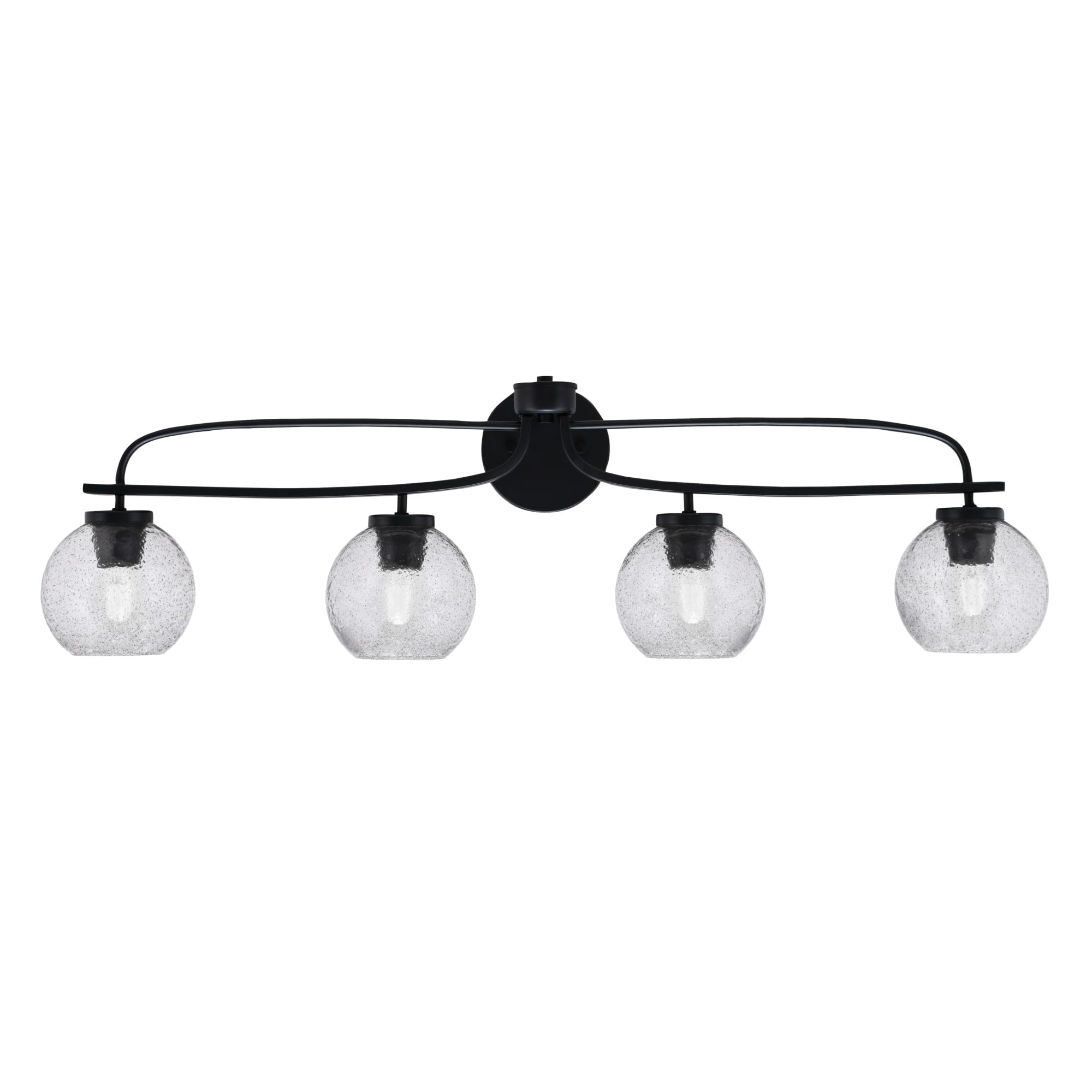Cavella 4 Light Bath Bar Shown In Matte Black Finish With 5.75" Smoke Bubble Glass