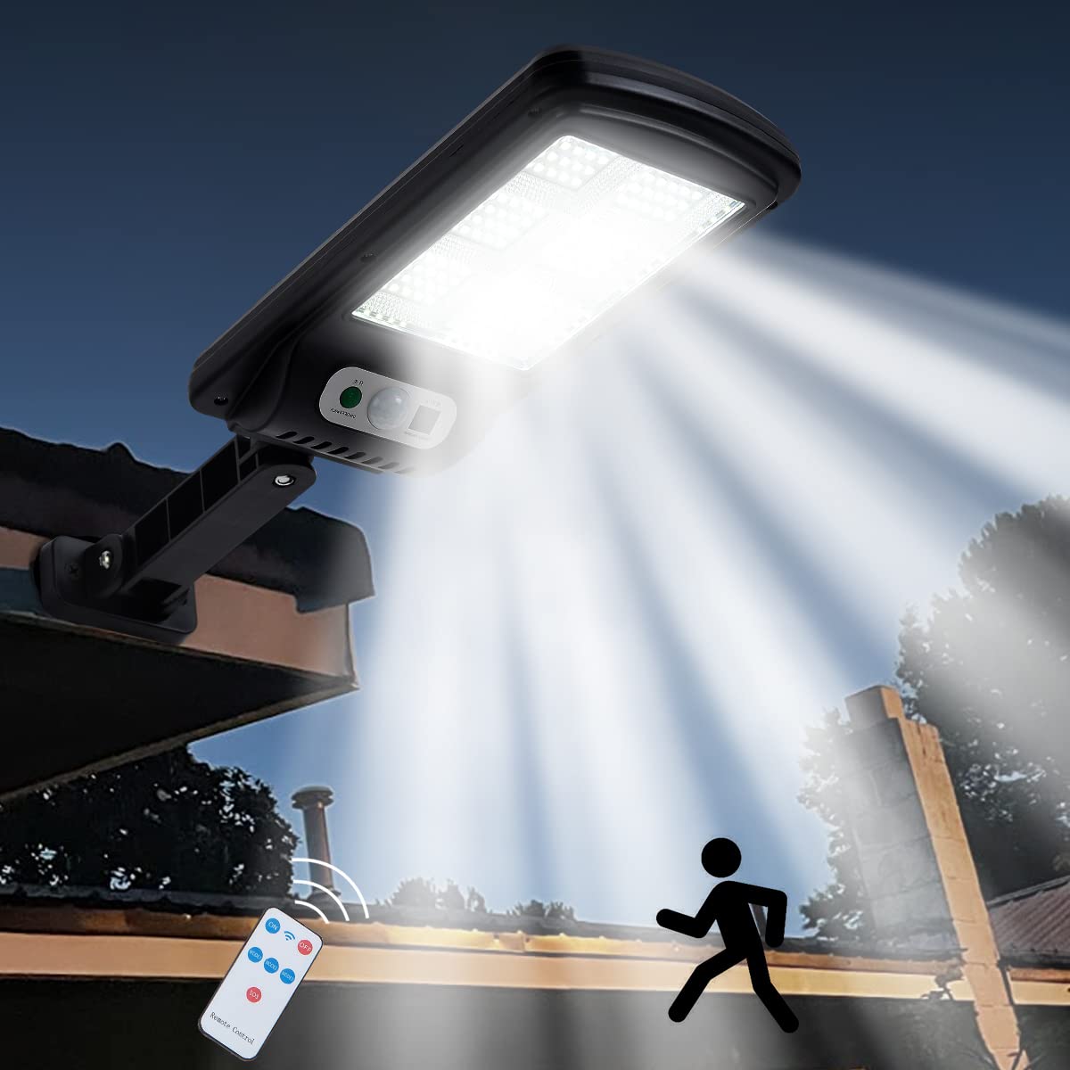 Viruhaka 100W Solar Powered LED Street Light with Motion Sensor – Dusk to Dawn, Waterproof