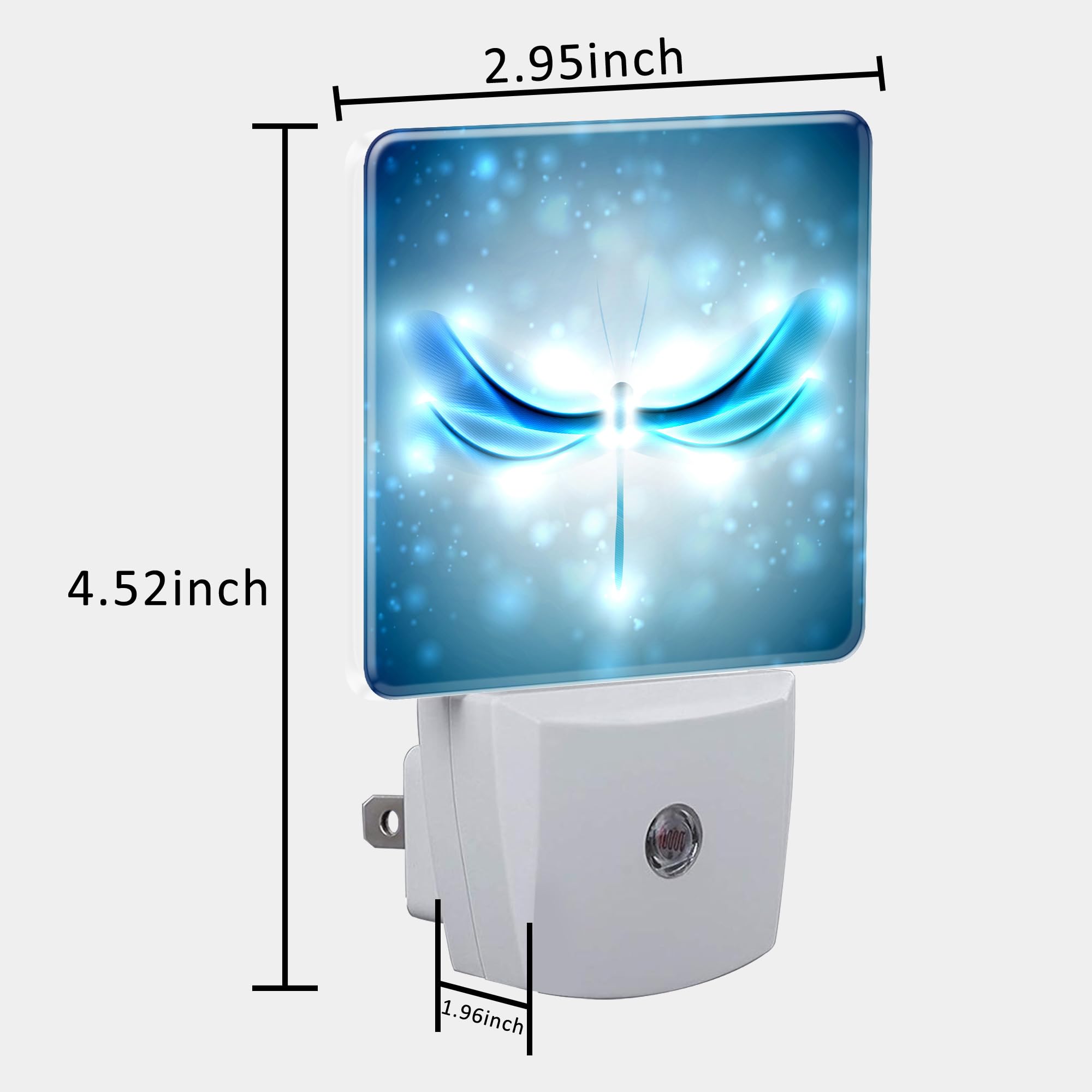 Uiaoiais Night Light Plug Into Wall Shiny Blue Abstract Dragonfly Night Light With Dusk To Dawn Sensor For Kid Girls Boys Women
