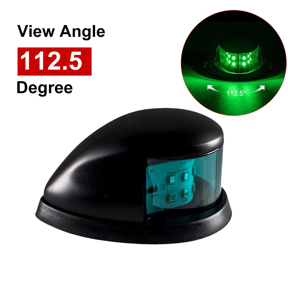 Sebnux LED Boat Navigation Light - Red & Green Marine Bow Light for Small Boats - Black, Model ACK001
