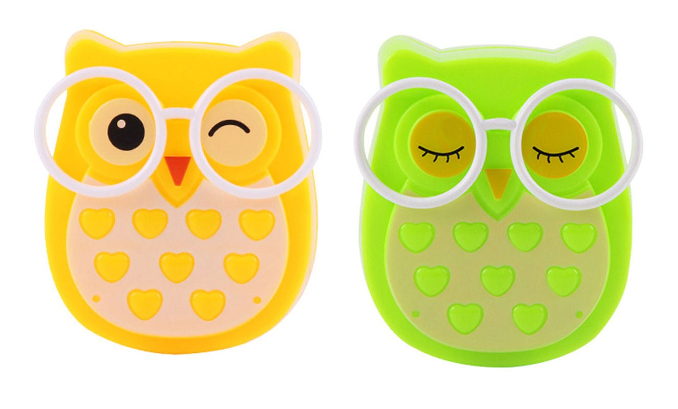 2 Pcs Owl Led Plug In Night Light For Kids- Wall Lamp Take Good Care Children Sleep Light Sensor Auto Controlled Nightlights For Baby Nursing (Yellow+Green)