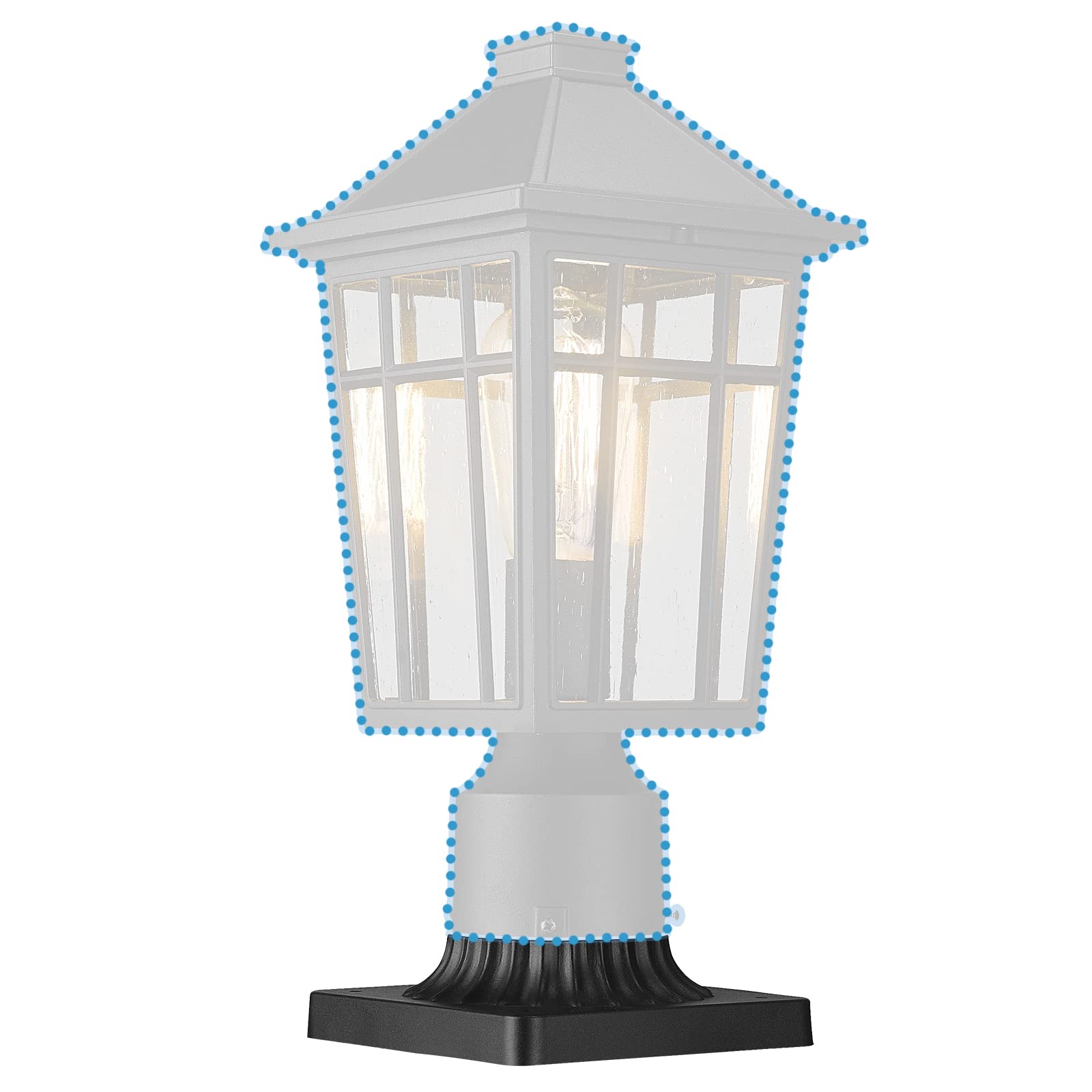 Darkaway Post Light Adapter, 3 Pier Mount Base, Matte Black, Aluminum, 5.5 W X 5.5 D X 2.75 H, 1