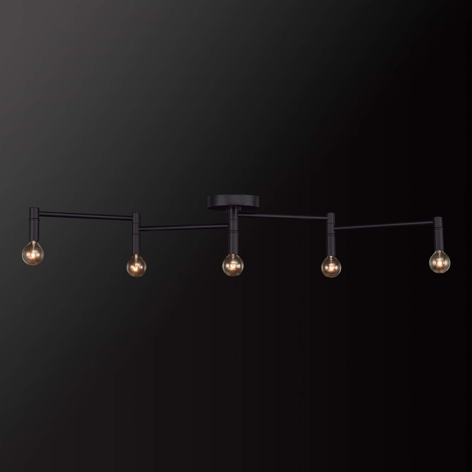 Globe Electric Tempo 5-Light Track Lighting, Matte Black, Model 59969, Metal Construction