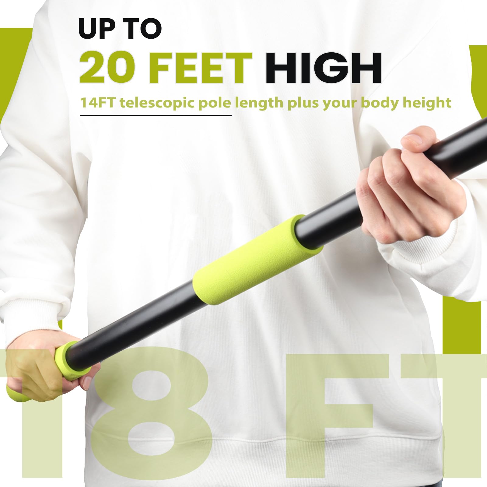 FixOasis 20FT Telescopic Light Bulb Changer - Aluminum, Lightweight, Yellow and Black, Model HDQ0 for High Ceilings