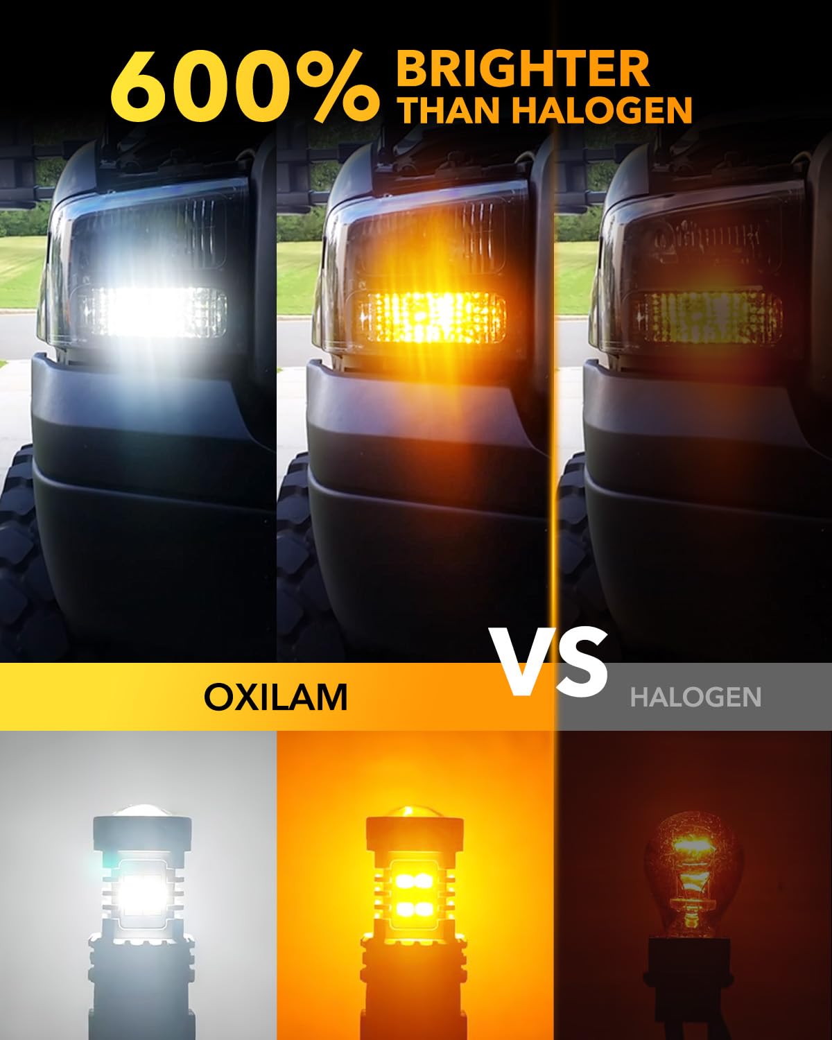 OXILAM 3157 Switchback LED Bulbs, Dual Color Amber/White, CANBUS Ready, Aircraft Grade Aluminum, Pack of 2