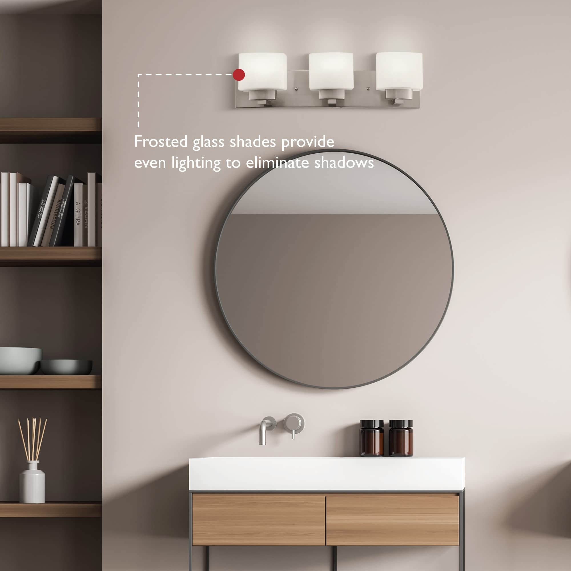 Design House Dove Creek Vanity Light, Dimmable, Frosted Glass, 3-Light, Satin Nickel, Model 578005