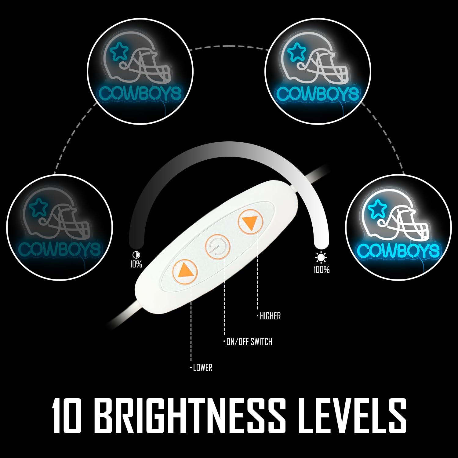 Cowboy Football Neon Sign for Wall Decor Dimmable sports Team Helmet Led Signs Cowboys Neon Light Signs for Man Cave Light Up Si