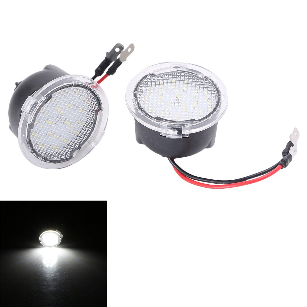 Mallofusa 2pcs High Power LED Puddle Lights Under Side Mirror Tow for F150 Raptor Explorer Fusion Edge Flex Expedition Mondeo Taurus Mustang Ranch Heritage (White)