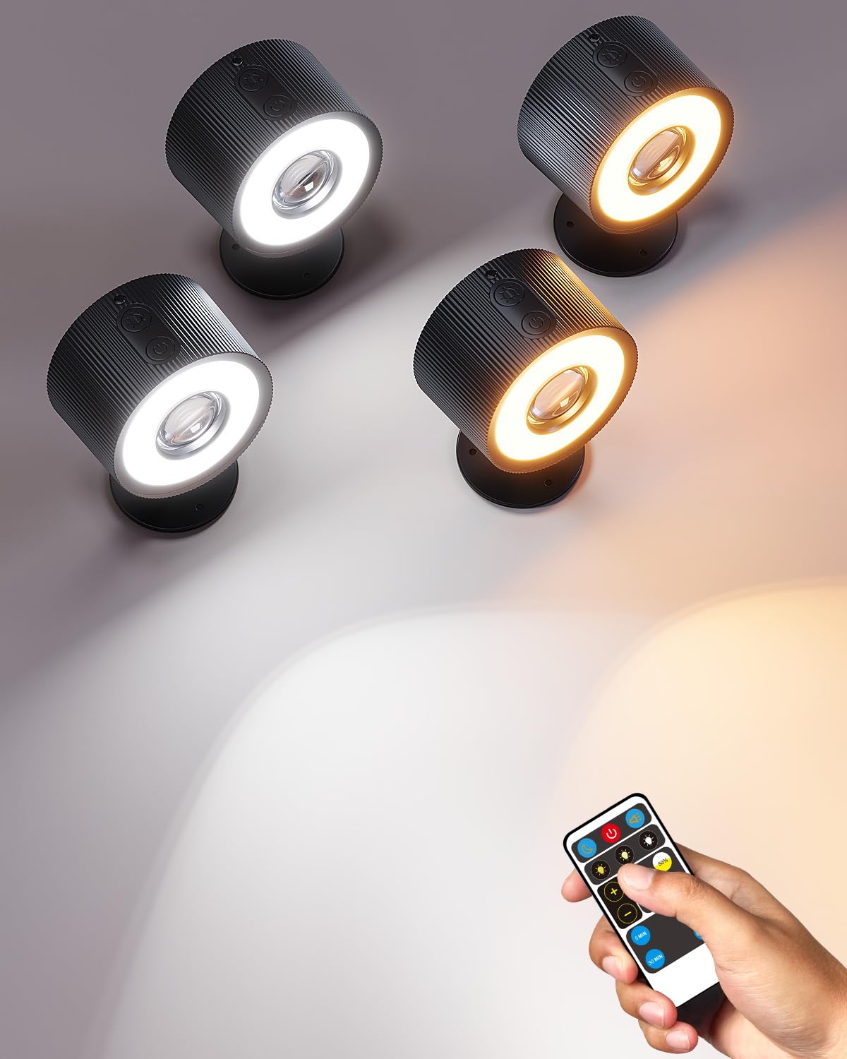 Patiphan Led Wall Mount Lights With Remote, Wireless Art Light For 3 Lighting Modes & Dimmable, 3200Mah Rechargeable Wall Sconce