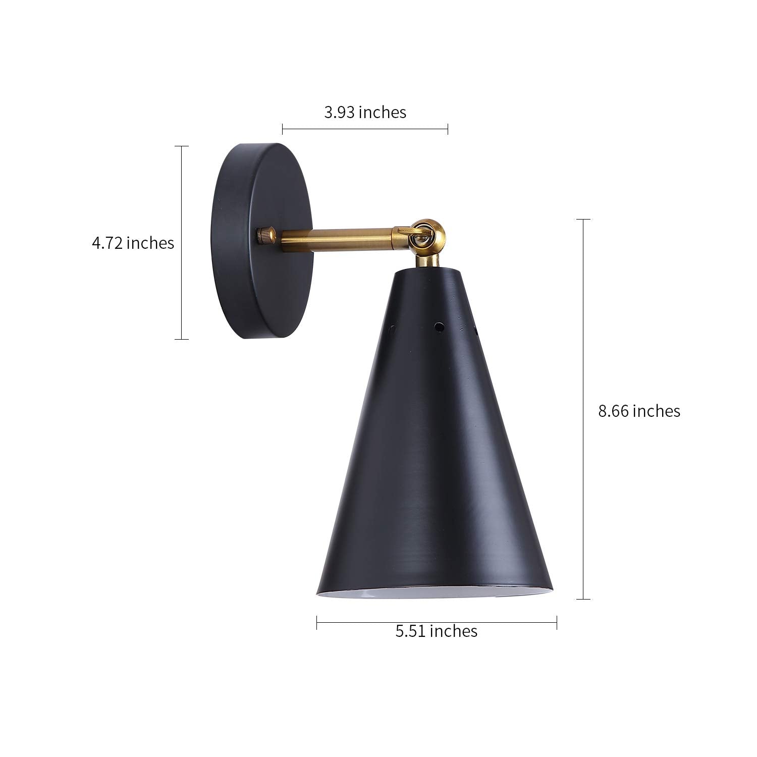 Mwz 2 Pack Modern Black Wall Sconces - Gold Rustic Industrial Lighting For Bedroom & Living Room