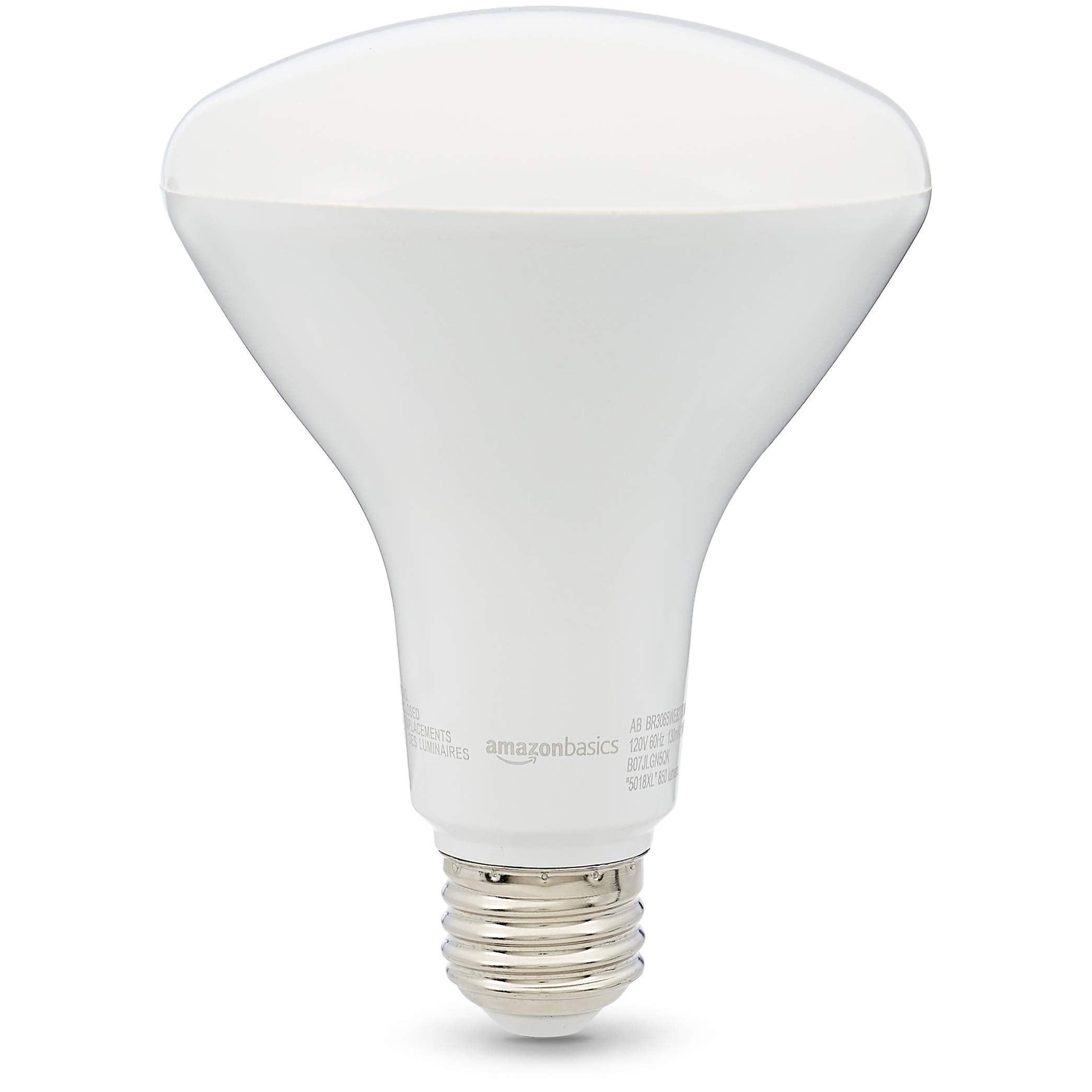 large online retailer Basics BR30 LED Light Bulb, 65W Equivalent, Dimmable, Soft White 2700K, 11W, 16-Pack, E26 Standard Base